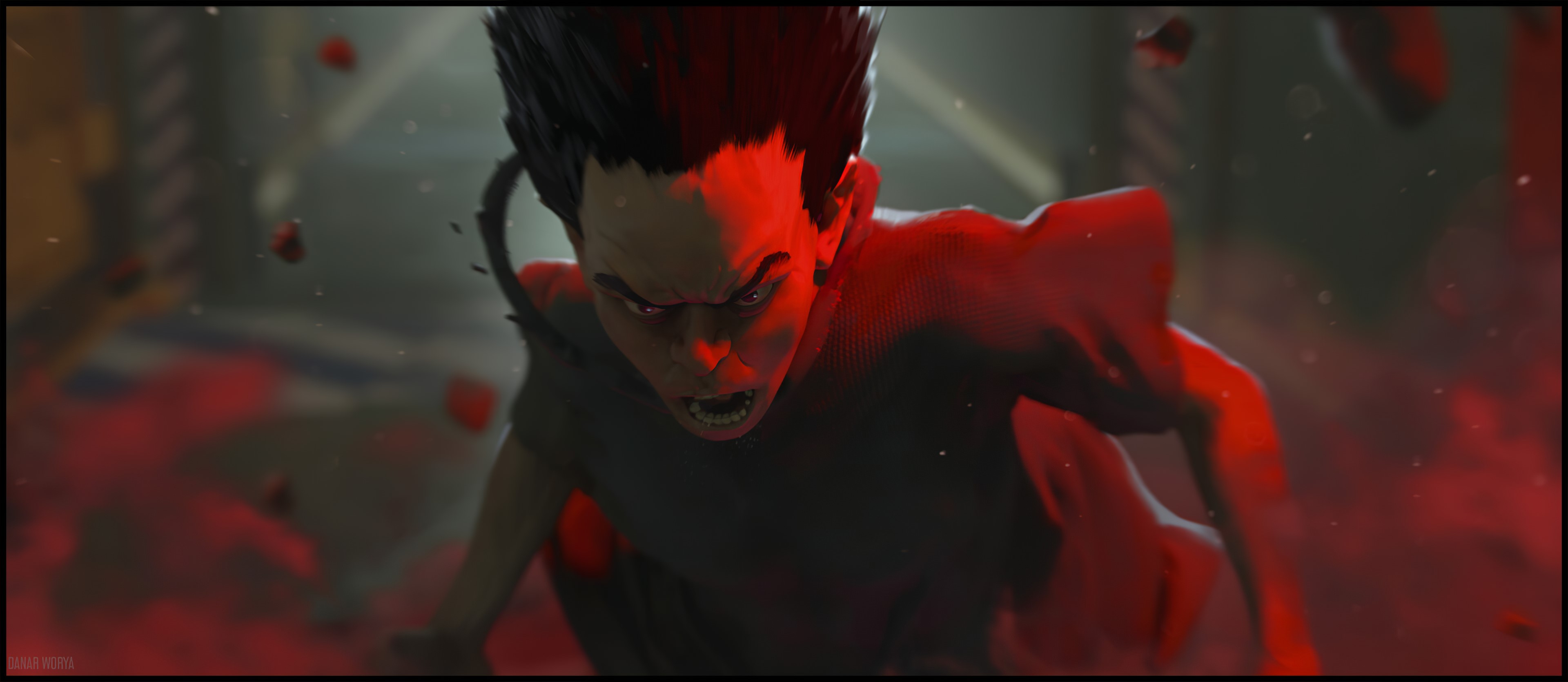 Tetsuo from Akira in red light HD Wallpaper
