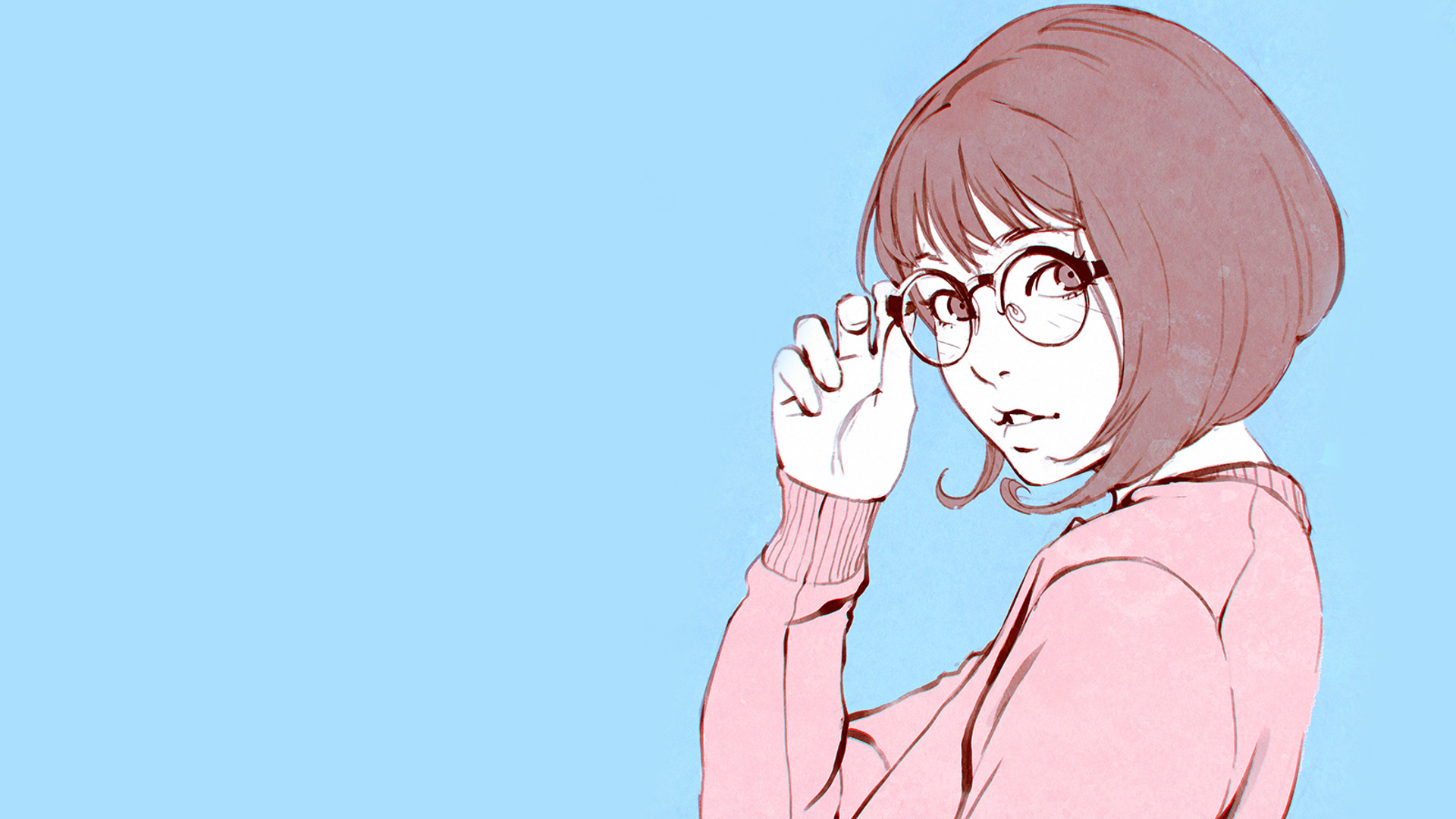 Woman with bob hairstyle and round glasses HD Wallpaper