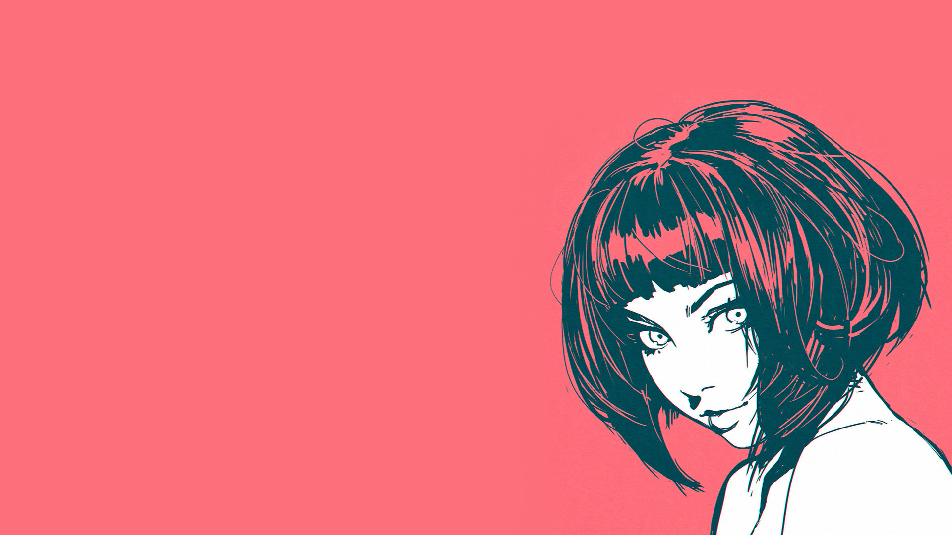 Woman with short dark hair by Ilya Kuvshinov HD Wallpaper