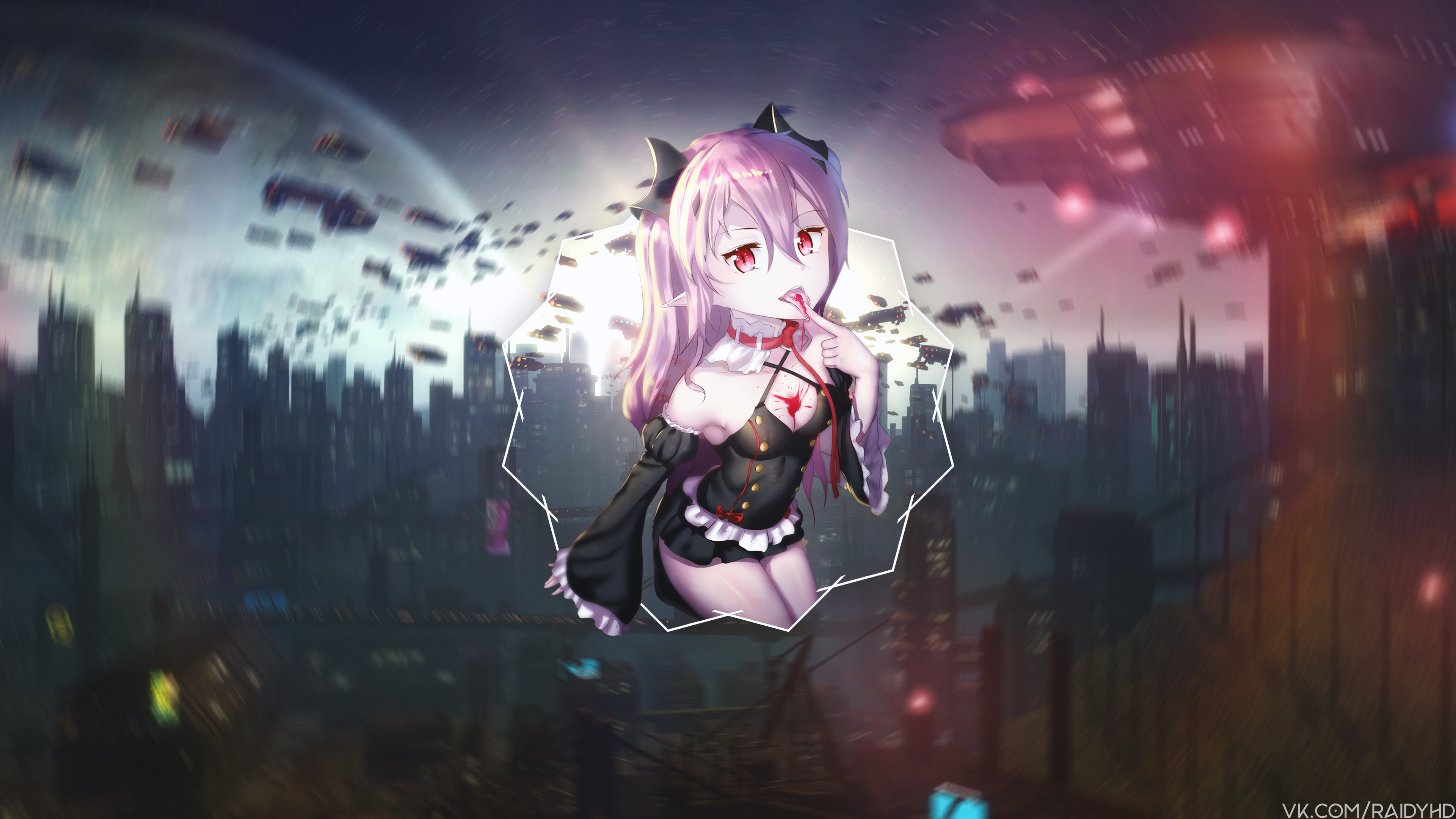 Krul Tepes from Owari No Seraph in a futuristic city HD Wallpaper