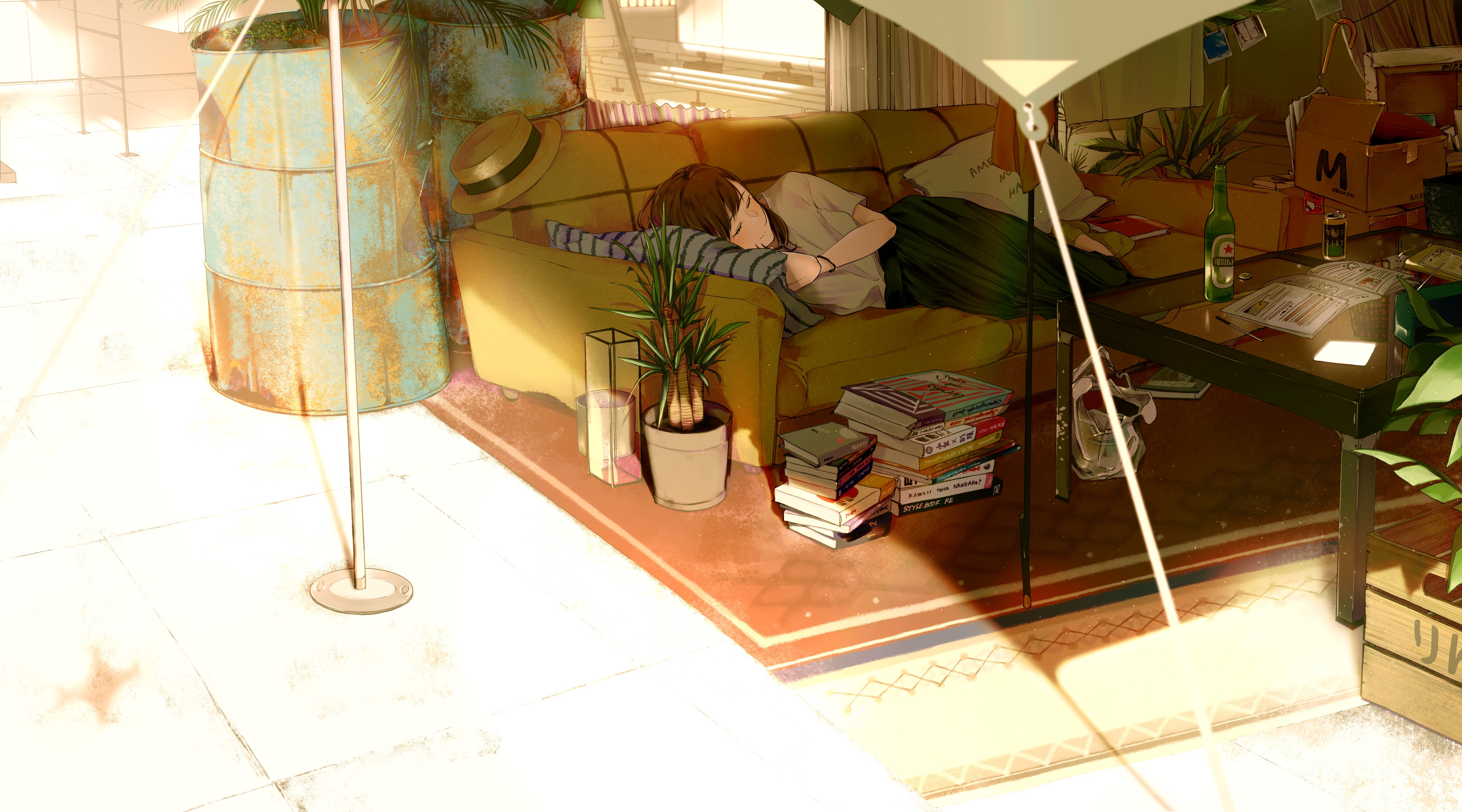 Girl sleeping on couch under tent HD Wallpaper