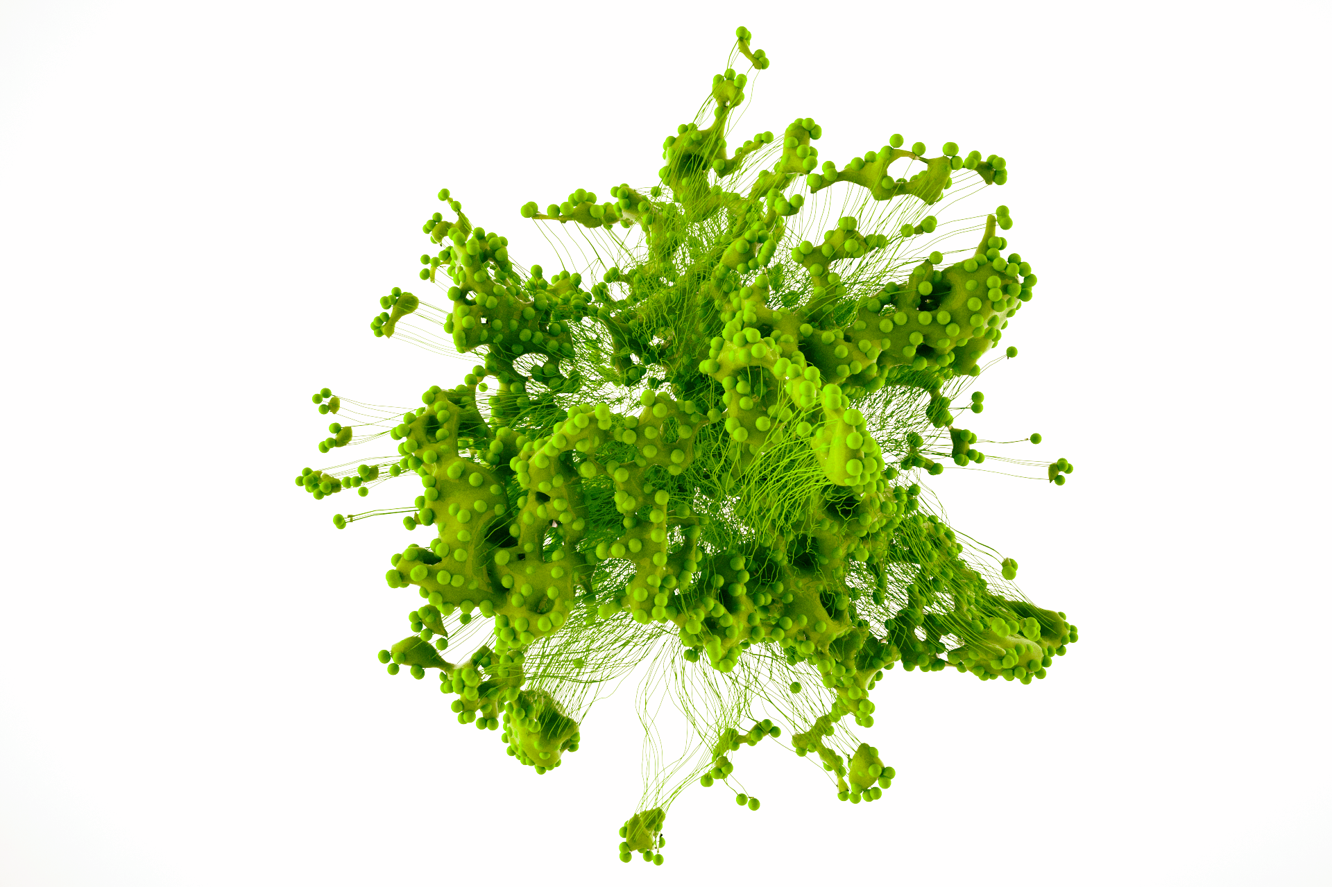 Abstract 3D CGI green explosion network HD Wallpaper