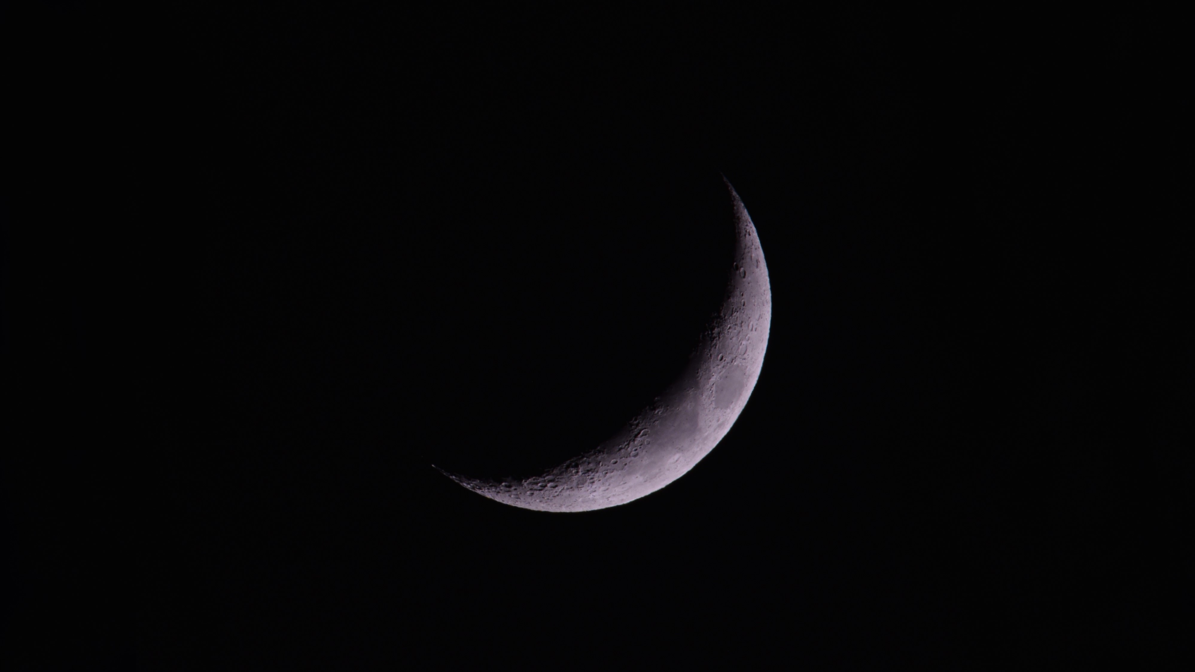 Crescent Moon with Craters HD Wallpaper