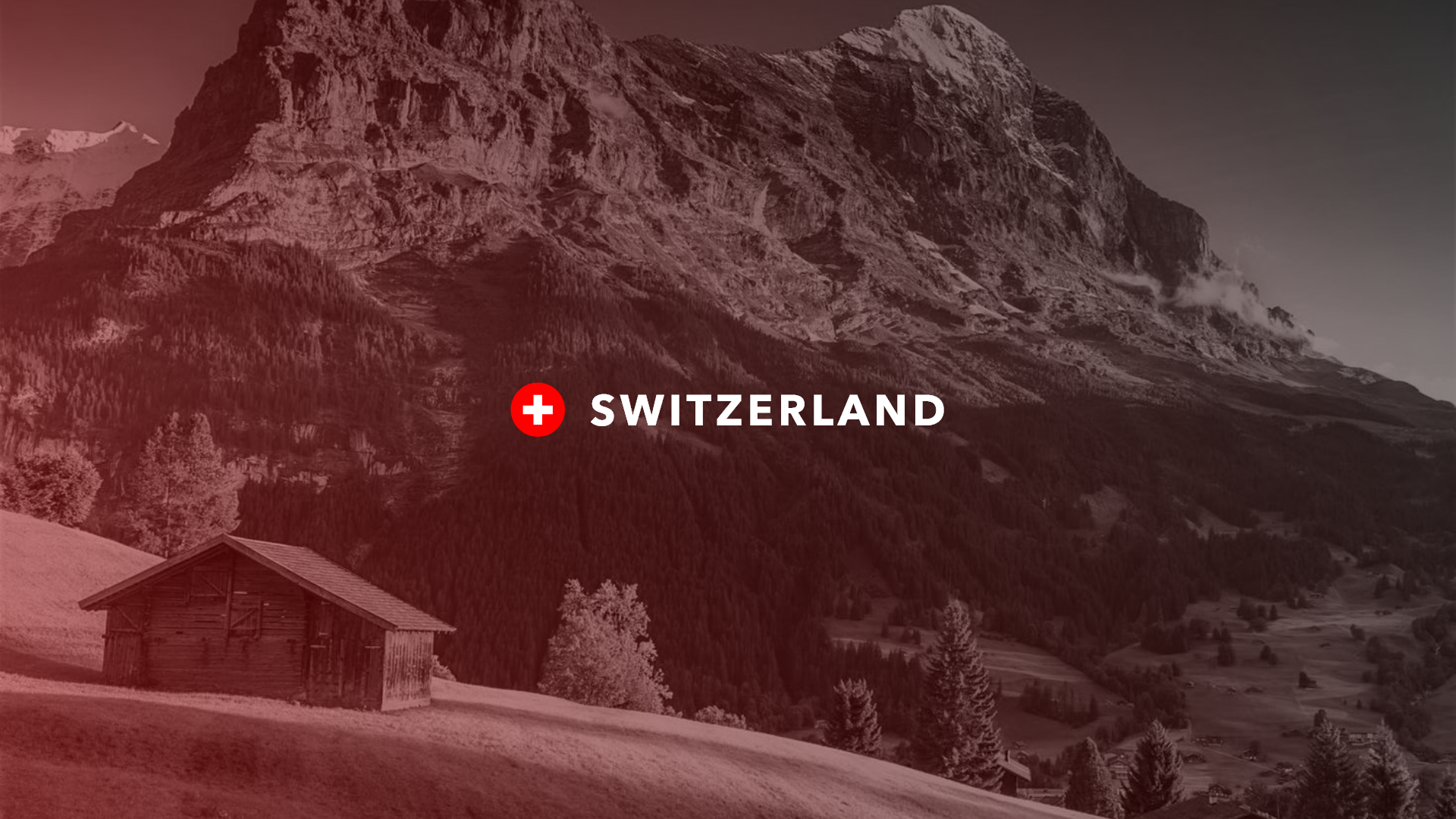 Switzerland flag and text over mountain landscape HD Wallpaper