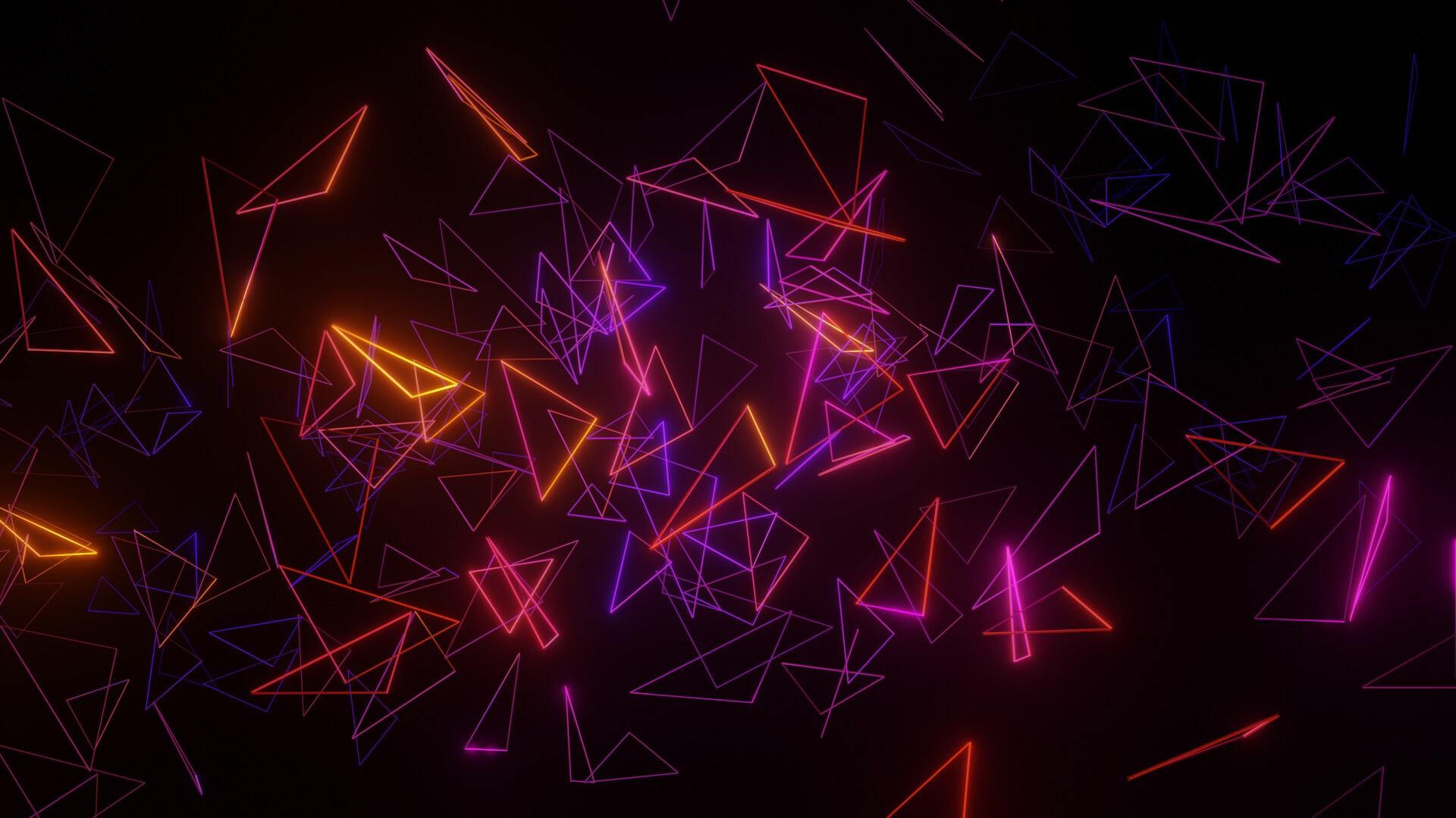 Neon triangles in abstract 3D space HD Wallpaper