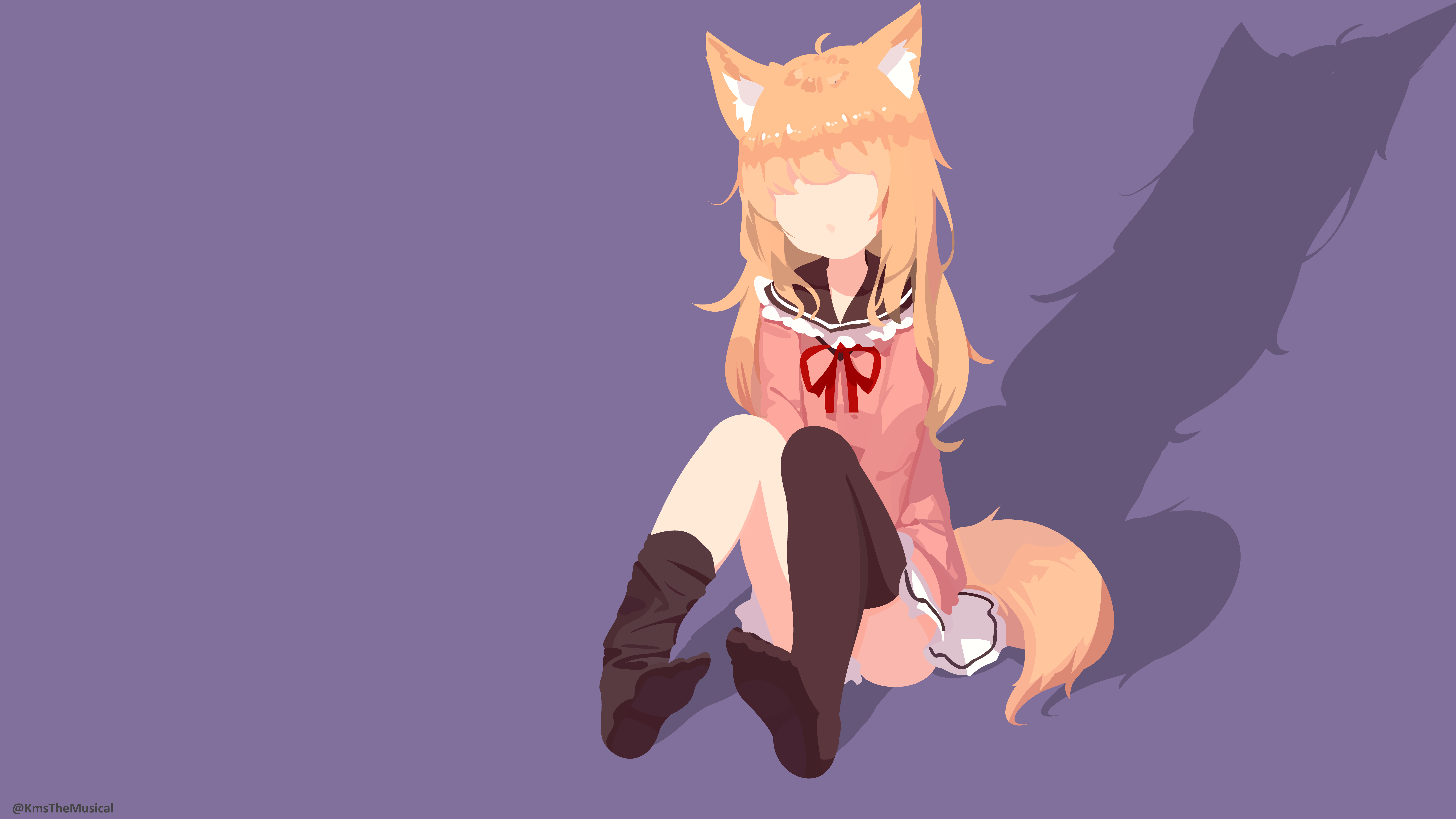 Anime girl with fox ears and tail HD Wallpaper