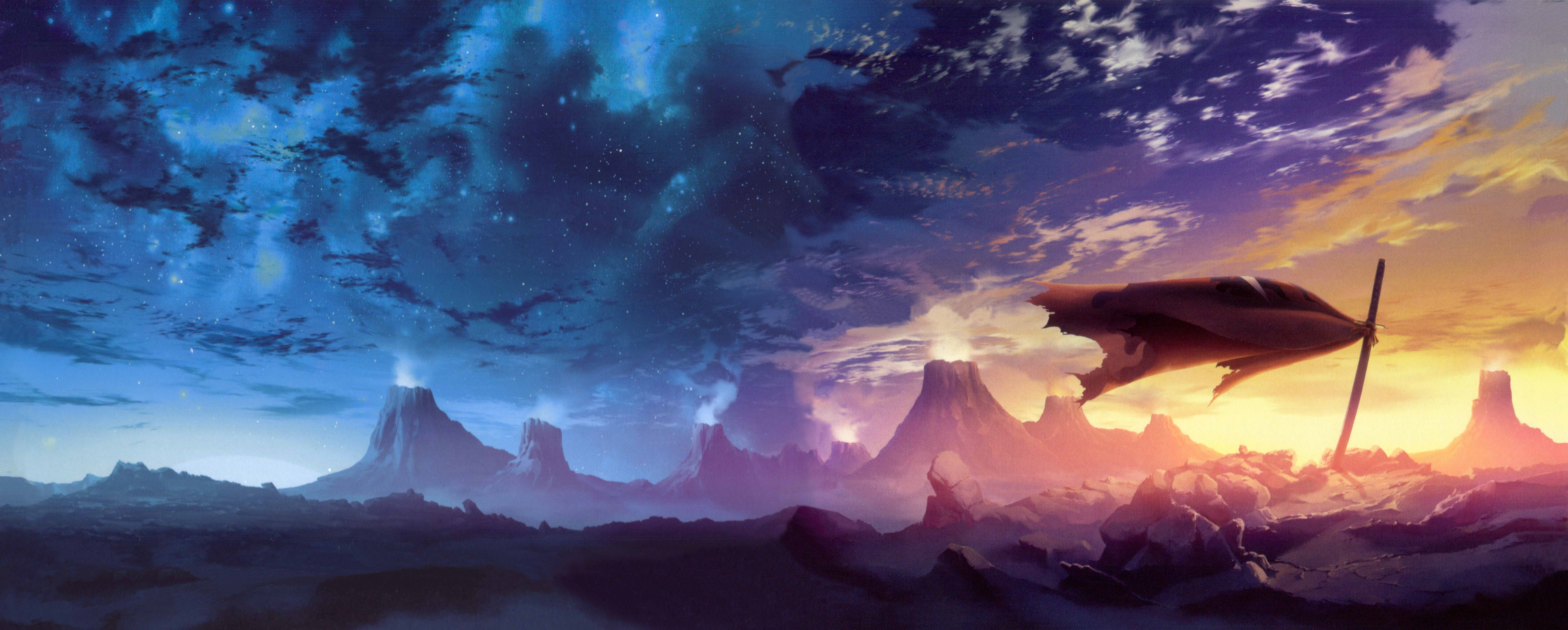 4K Tengen Toppa Gurren Lagann digital art landscape HD Wallpaper