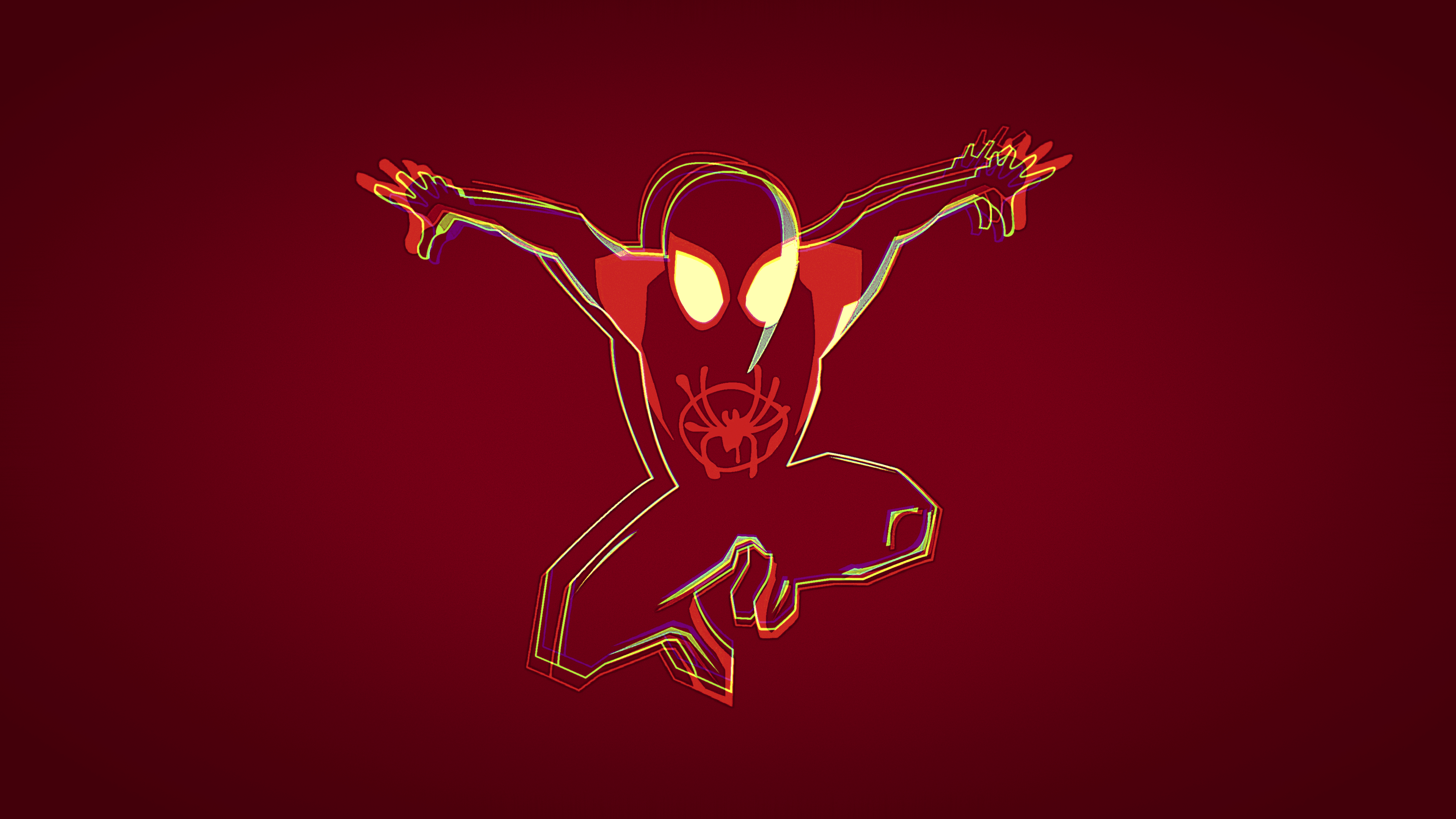 Spider-Man from Into the Spider-Verse on red background HD Wallpaper