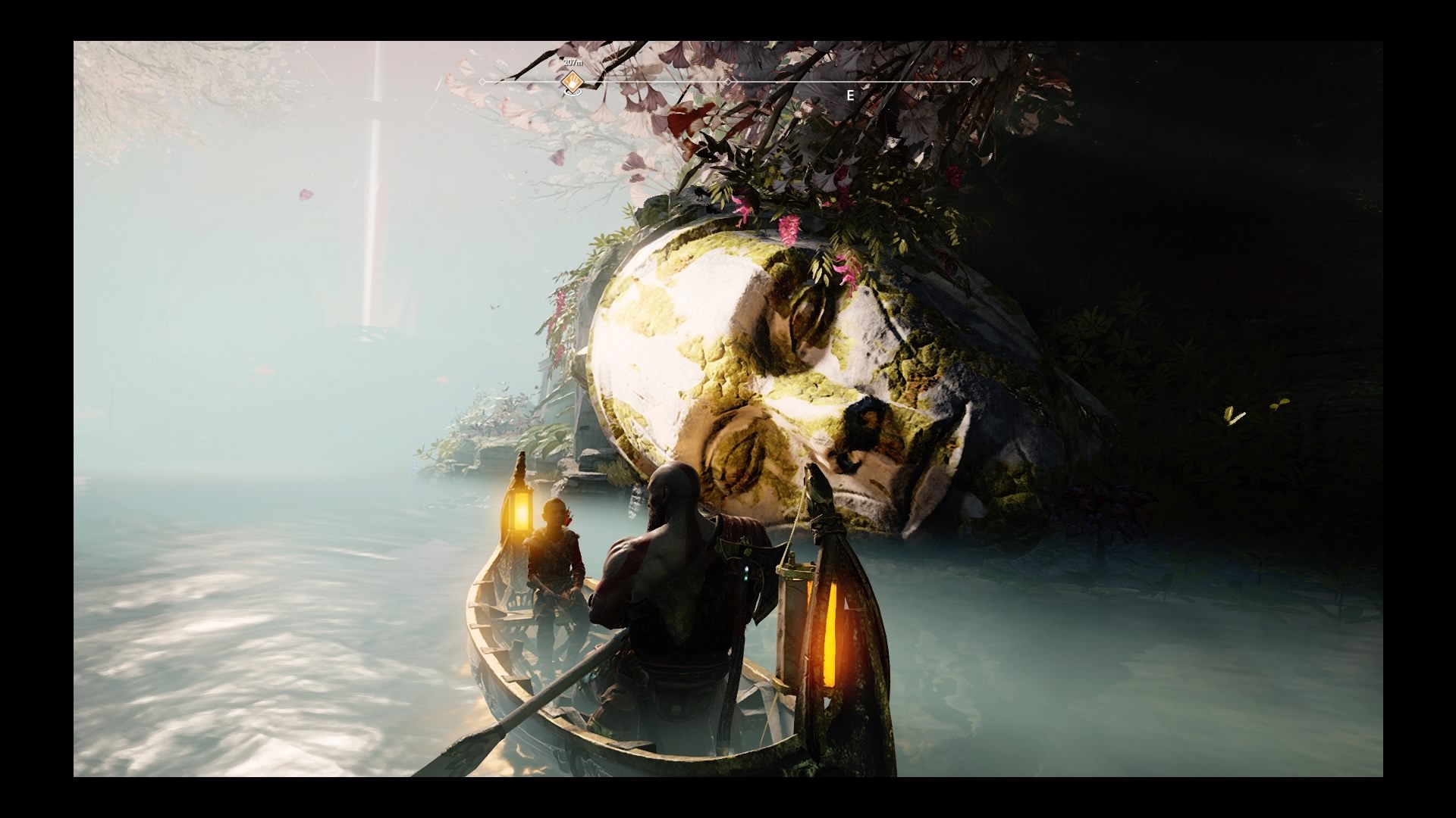 Kratos and Atreus from God of War in a boat HD Wallpaper