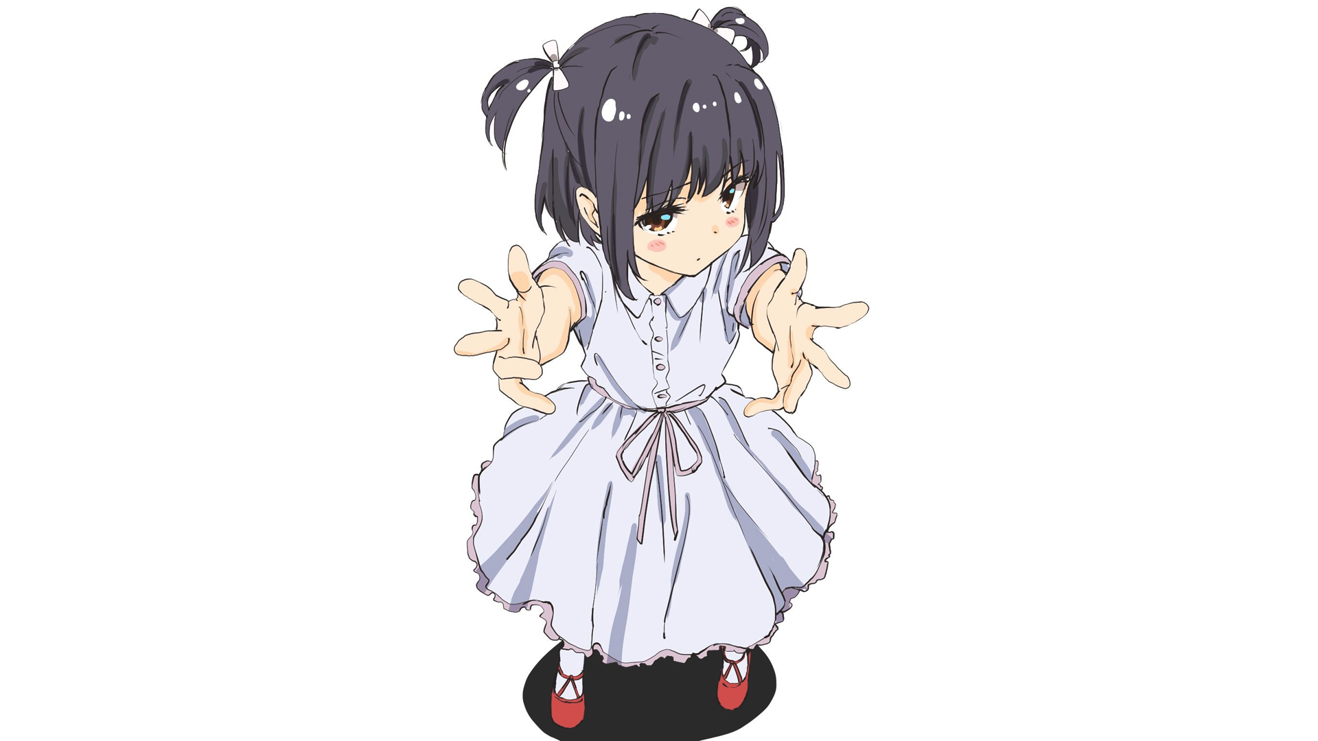 Anime girl with twintails in a white dress HD Wallpaper