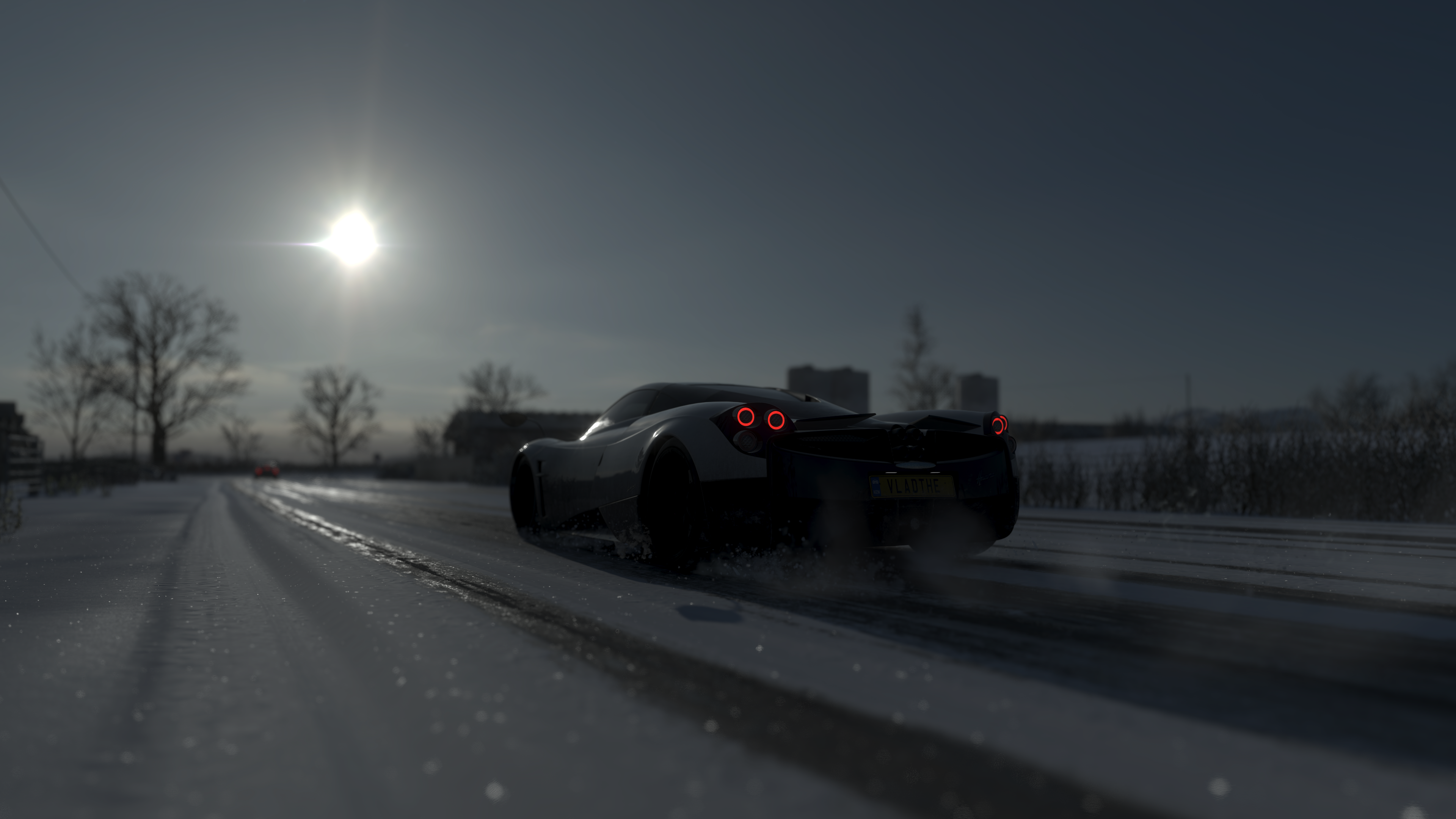 4K Forza Horizon 4 car driving on a snowy road HD Wallpaper