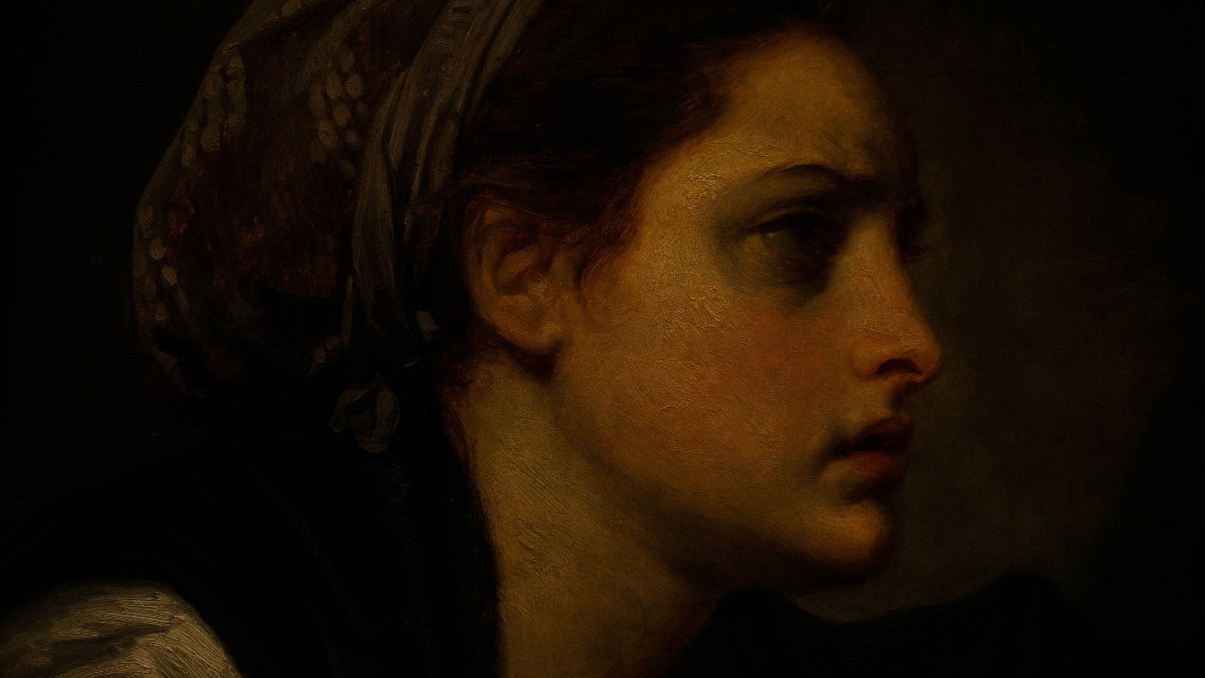 4K oil painting of a woman by Jean-Baptiste Greuze HD Wallpaper