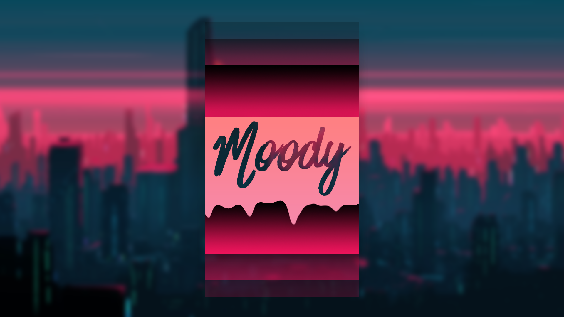 Moody text with melting effect over futuristic city skyline HD Wallpaper