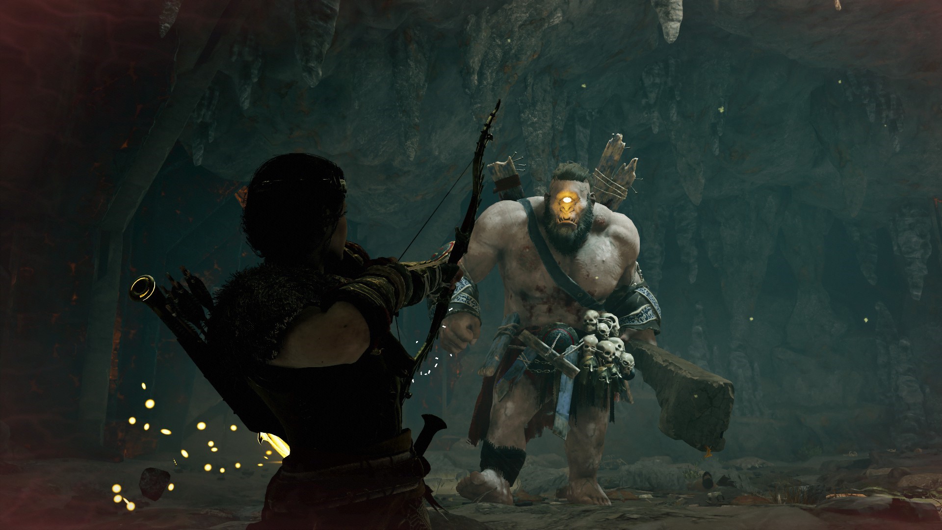 Kassandra from Assassins Creed: Odyssey fighting a cyclops HD Wallpaper