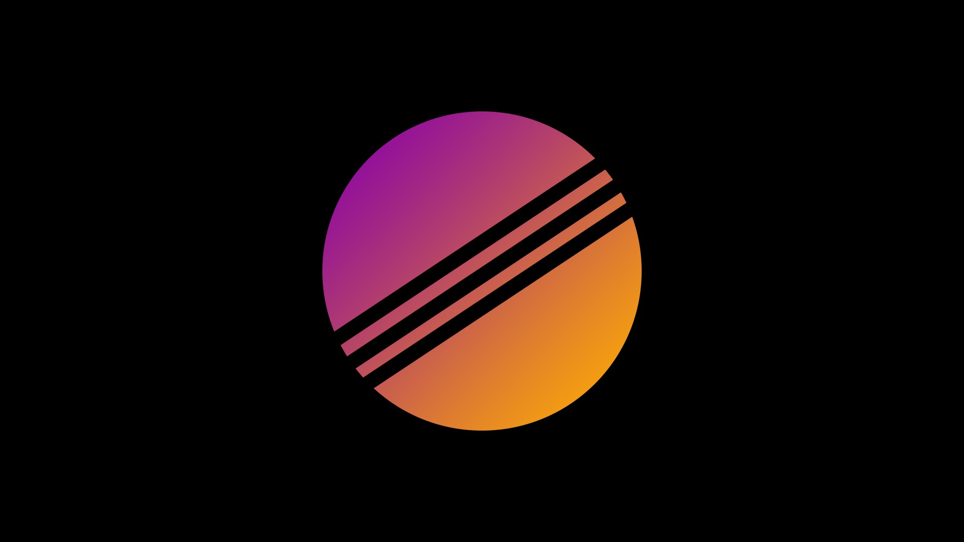 Circle with gradient and stripes on black background HD Wallpaper