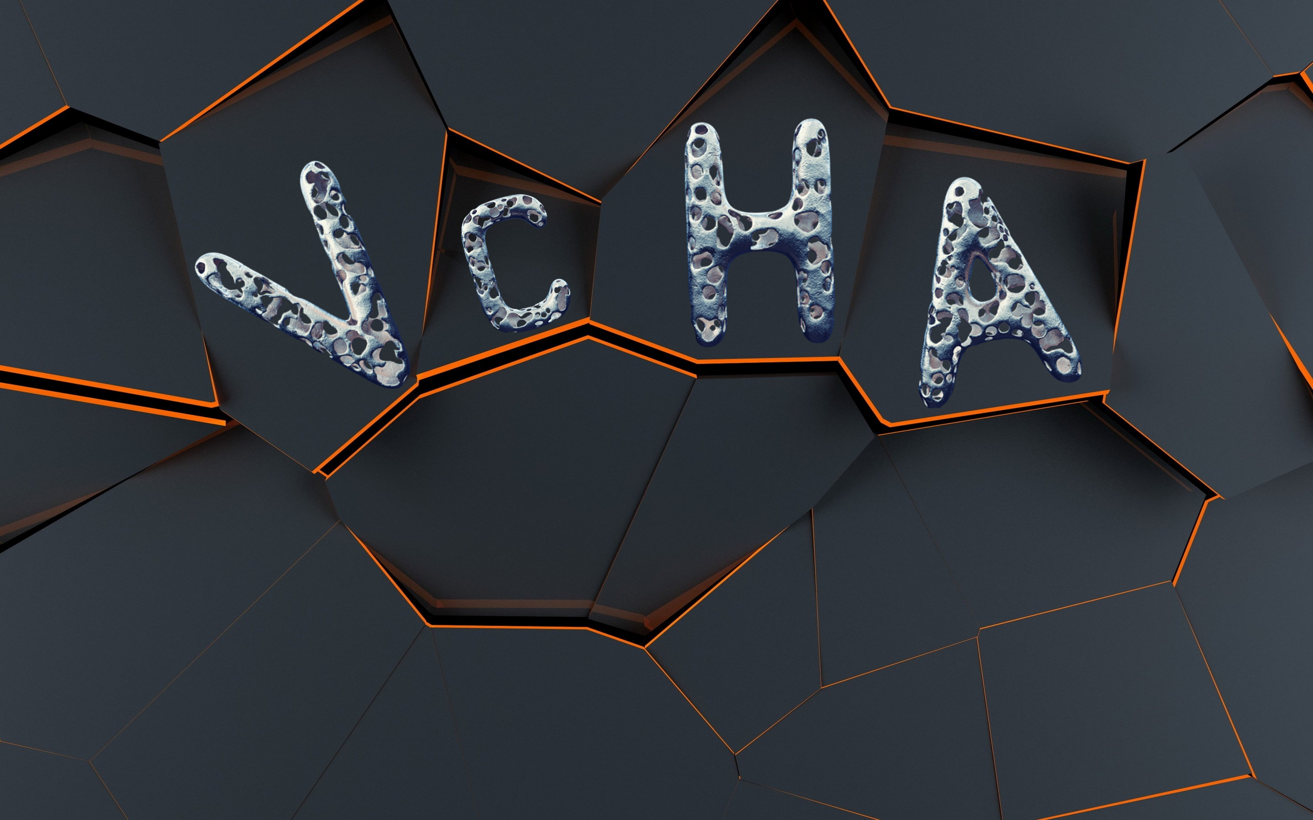 VCHA typography on a dark fractured background HD Wallpaper