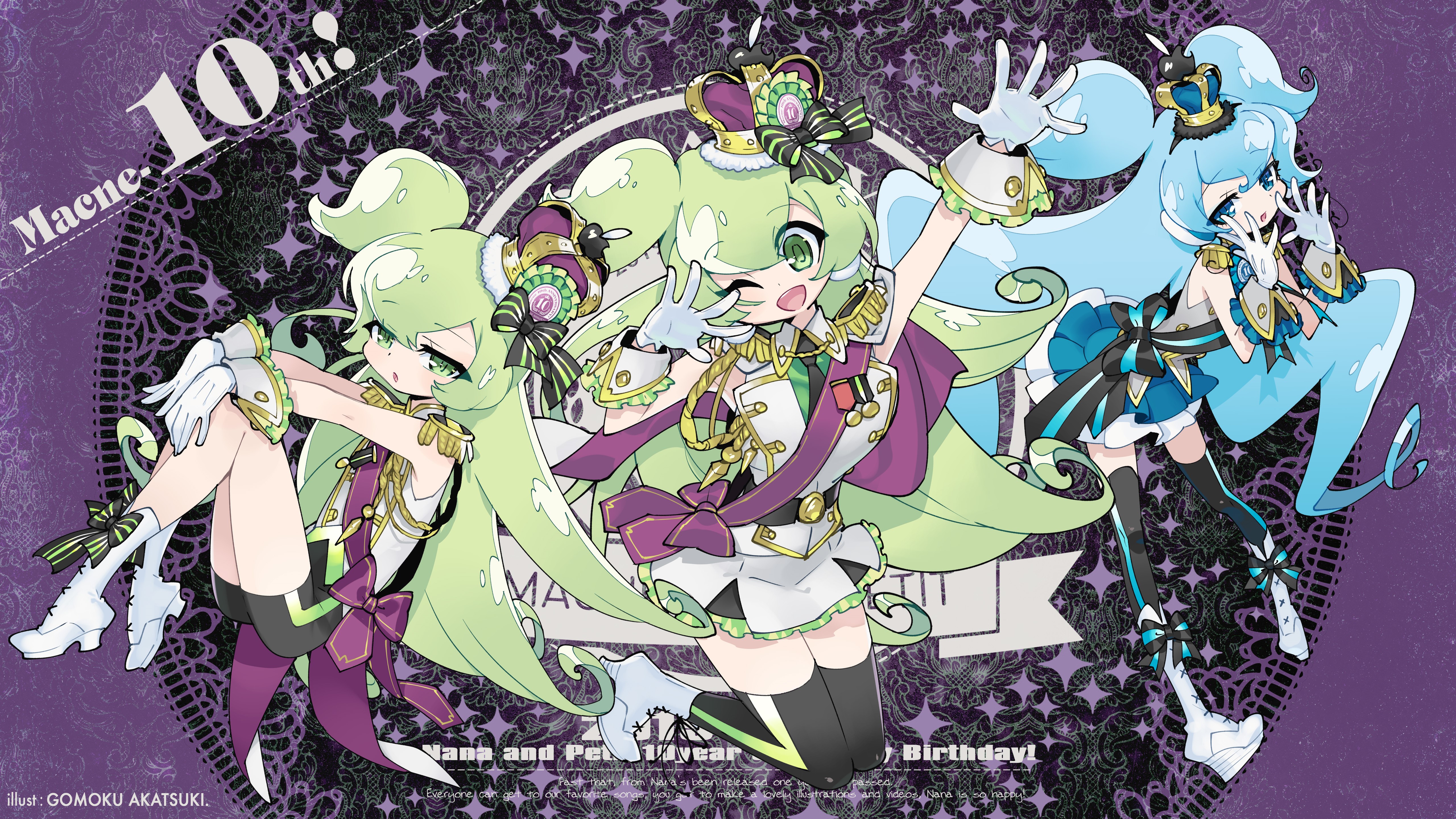 Macloid 4K: Green and Blue Haired Anime Girls HD Wallpaper