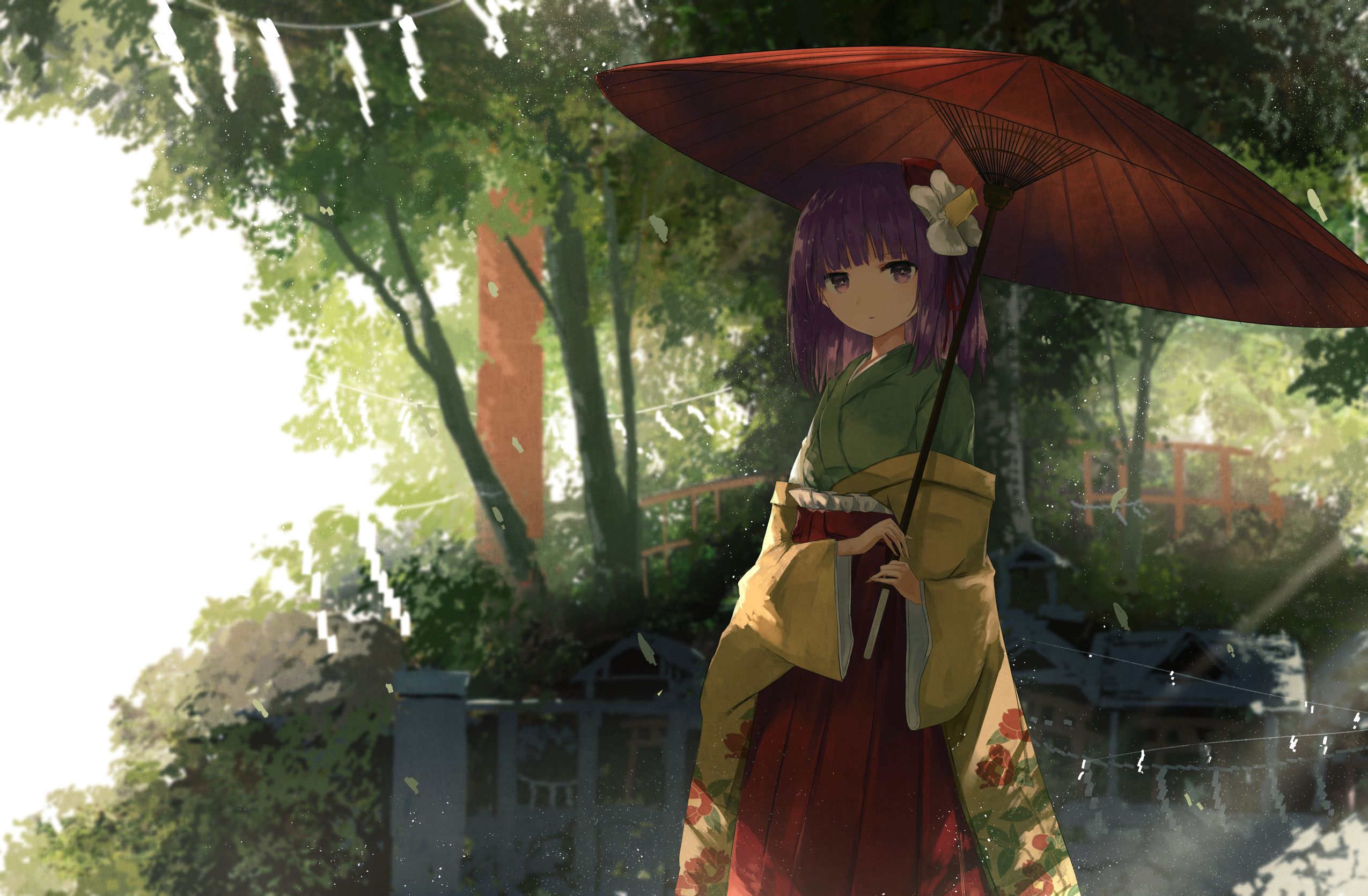 Hieda no Akyuu from Touhou holding an umbrella HD Wallpaper