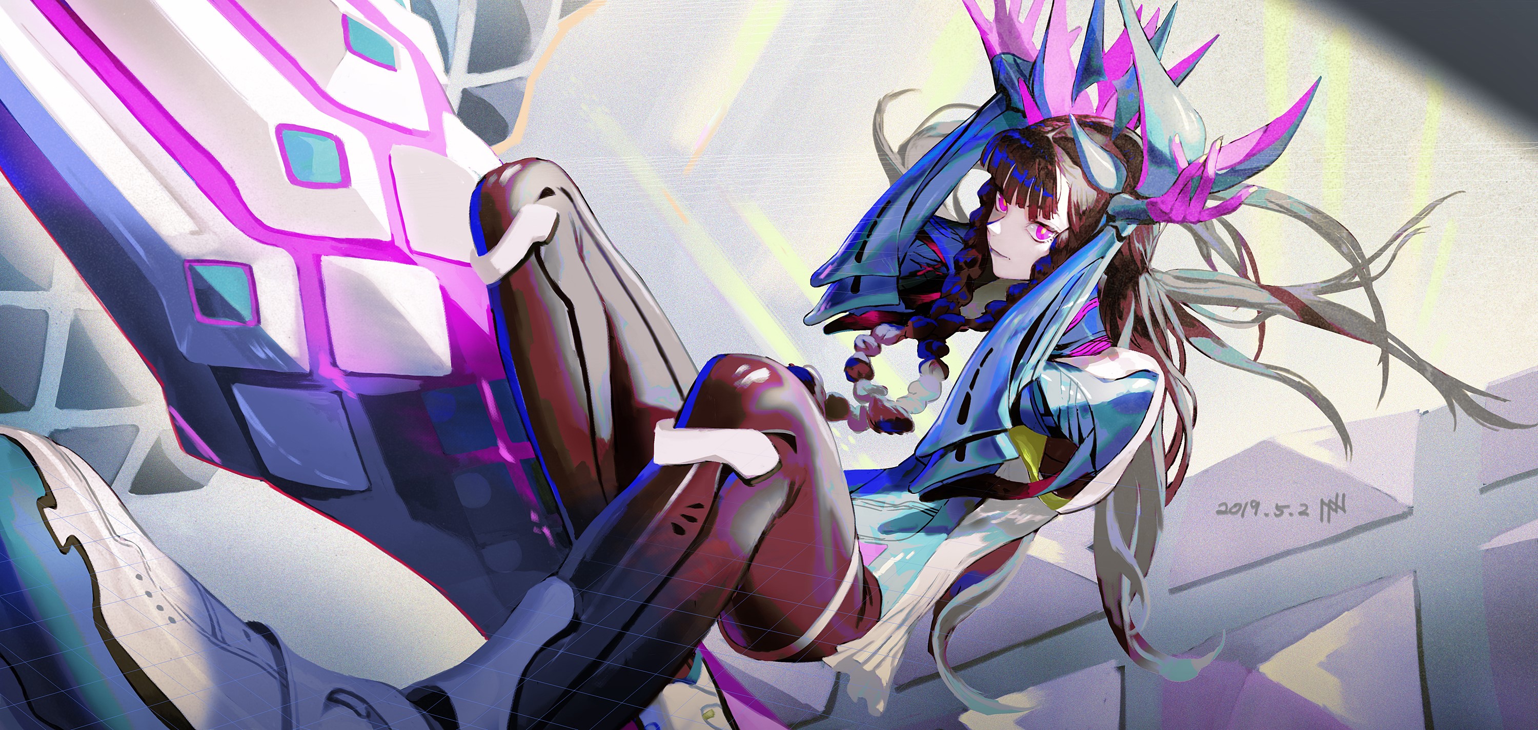 Anime girl with futuristic armor HD Wallpaper