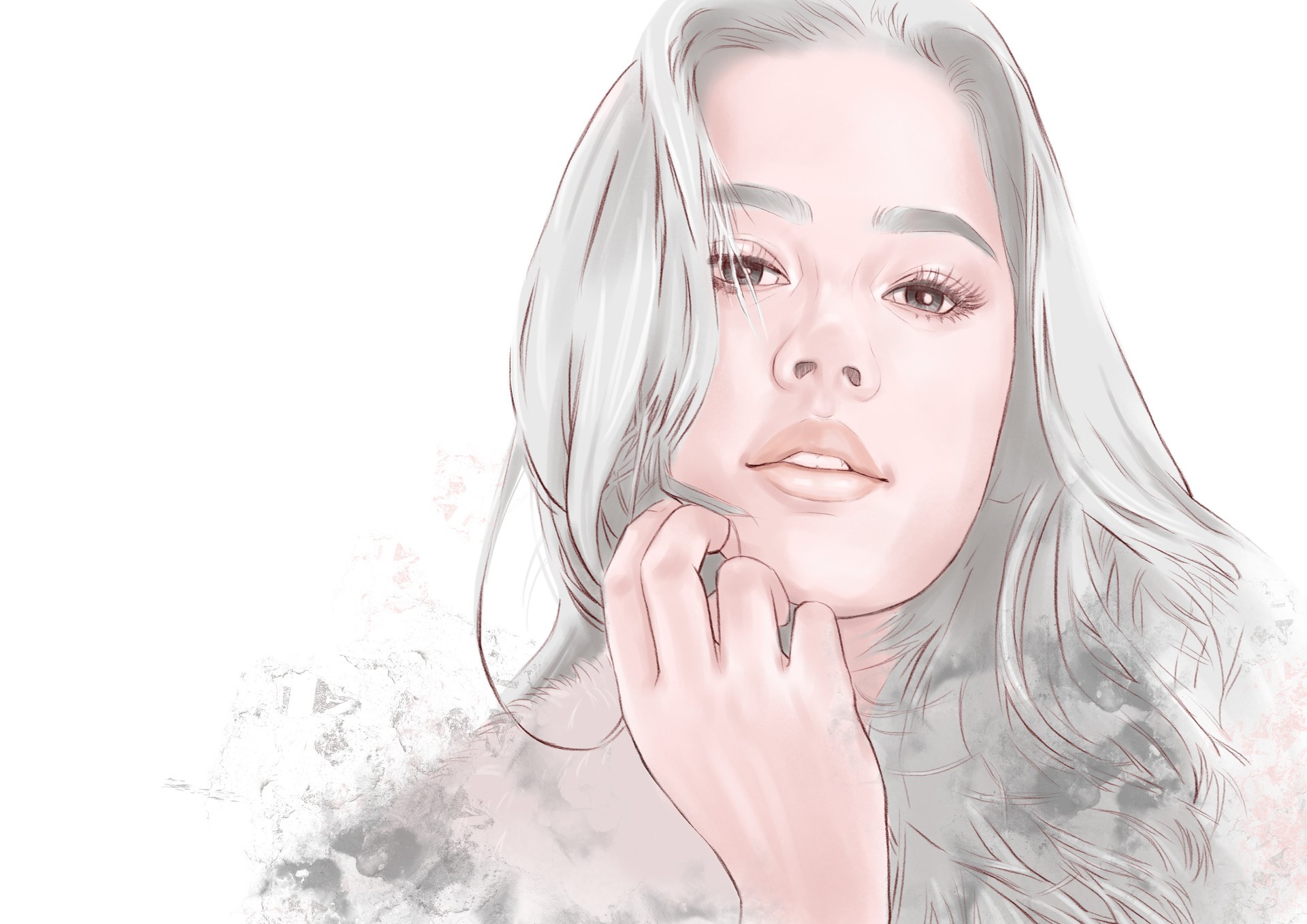 Artwork of a woman with light-colored hair HD Wallpaper