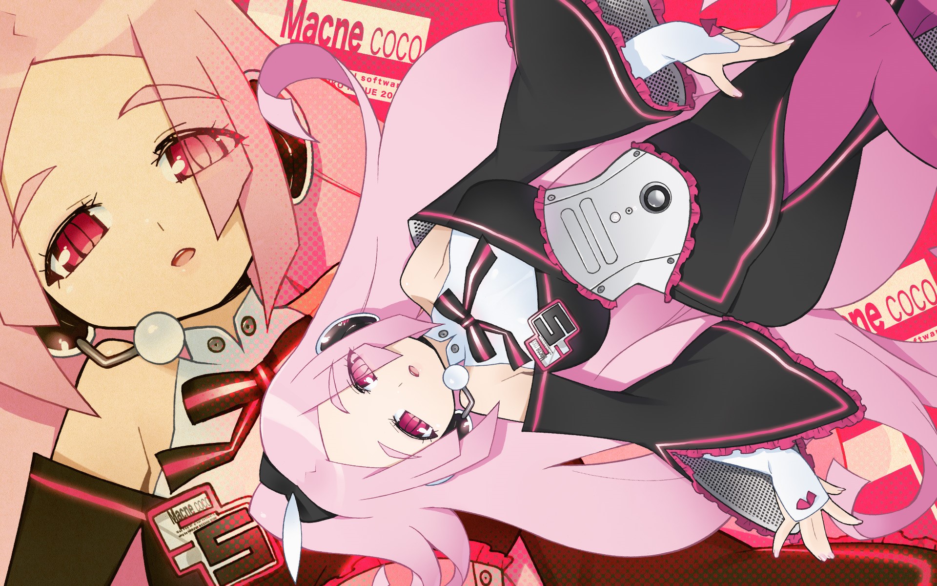 Macloid with pink hair and red eyes HD Wallpaper