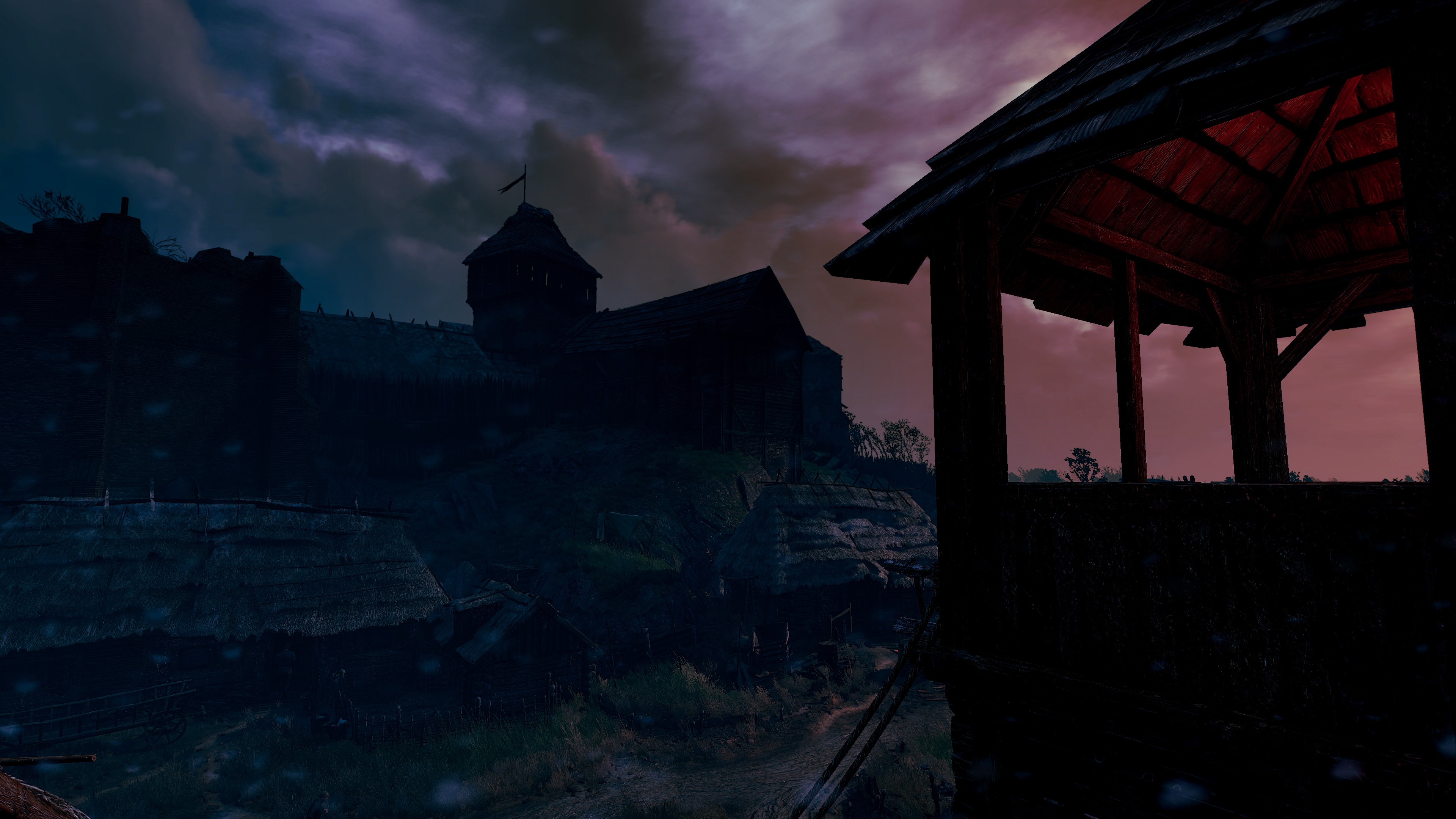 The Witcher 3: Wild Hunt castle at dusk HD Wallpaper