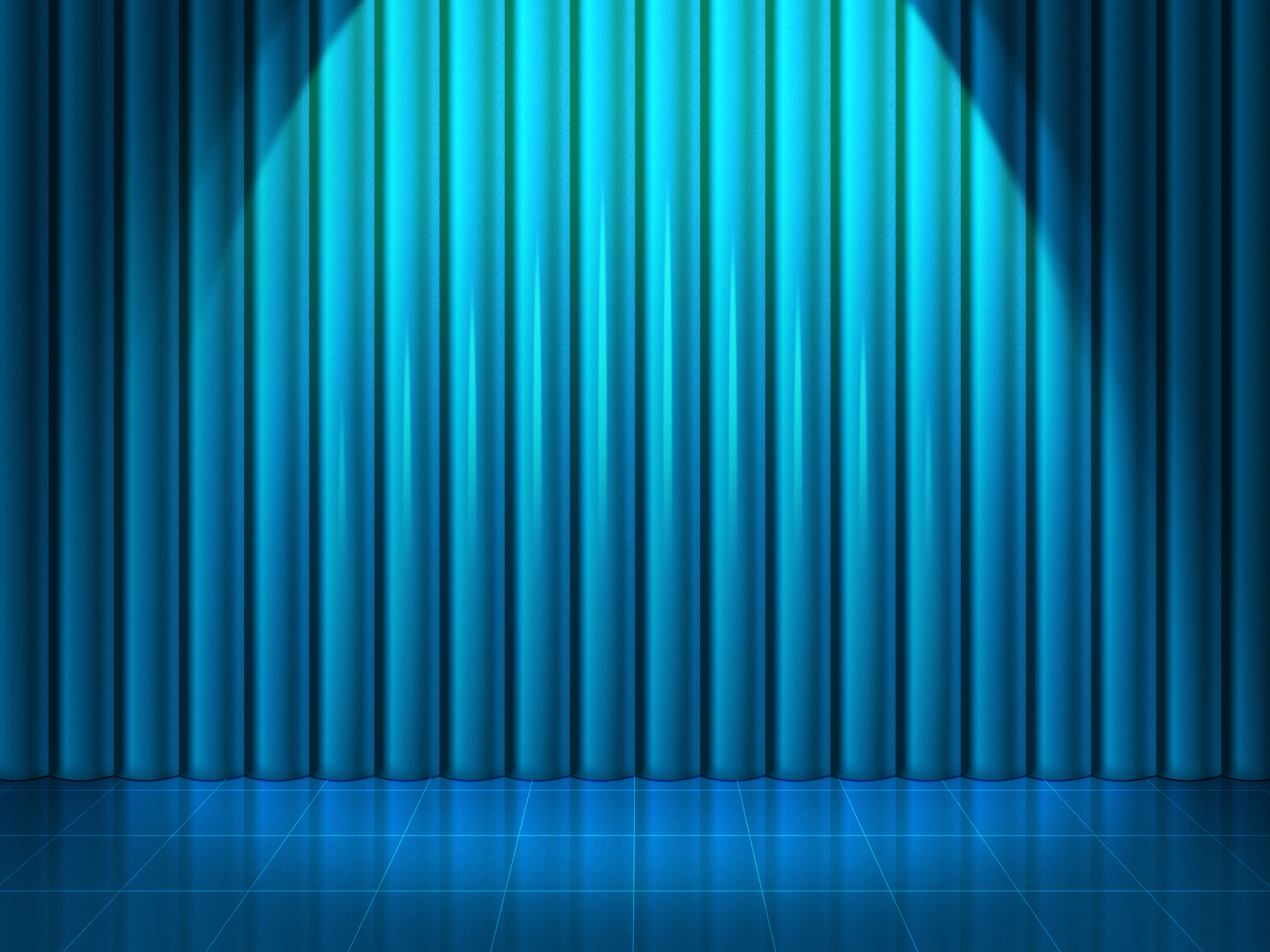 Blue stage curtains with spotlight and tiled floor HD Wallpaper
