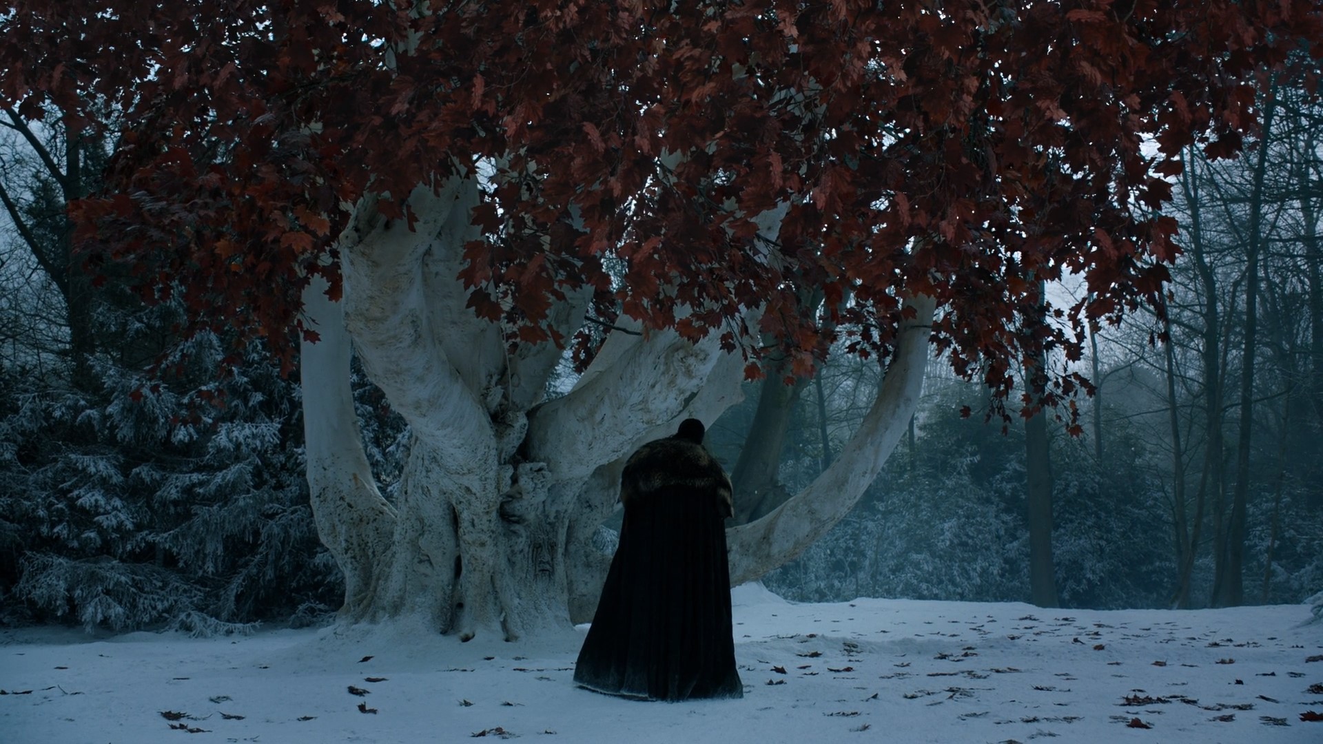 Character from Game of Thrones in a snowy forest HD Wallpaper