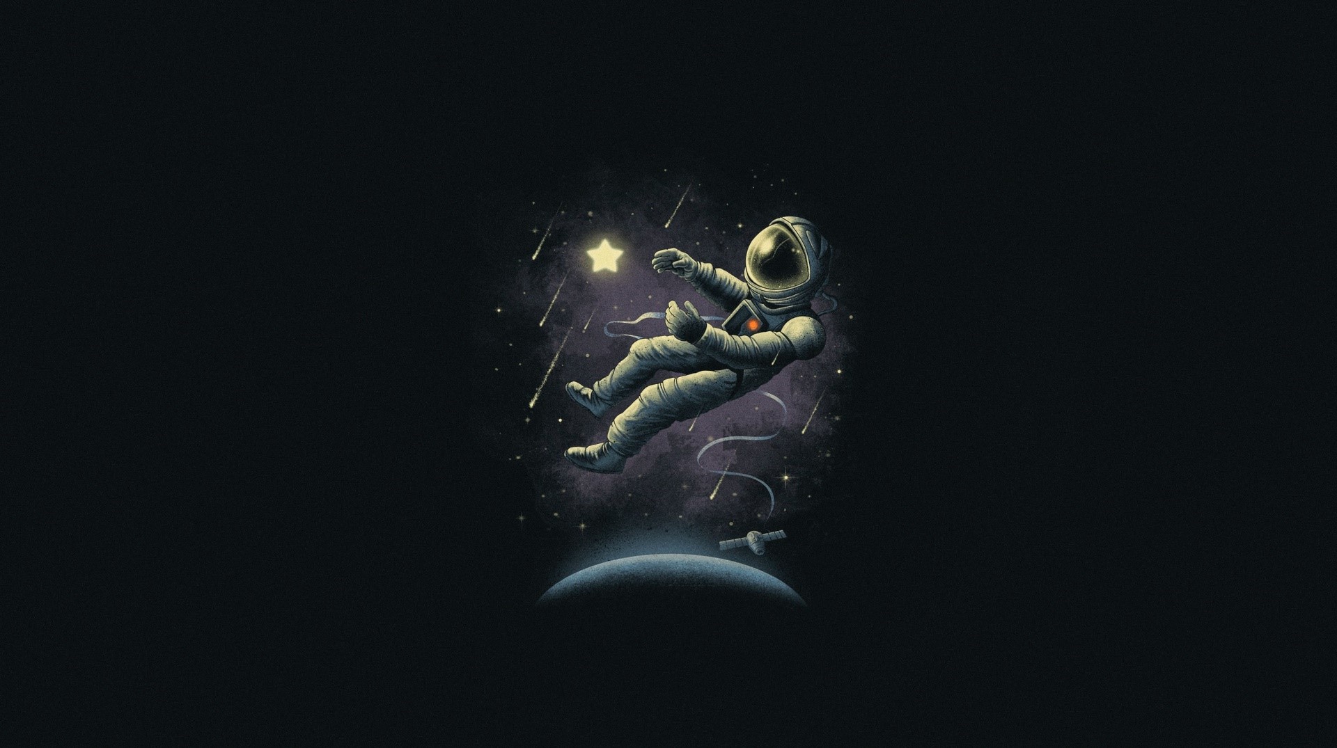 Astronaut reaching for a star in space HD Wallpaper