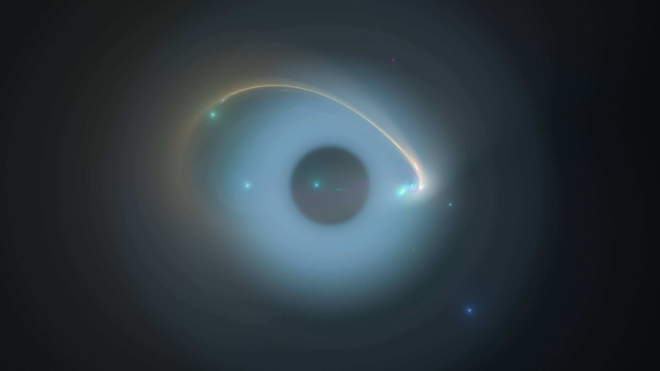Abstract fractal with glowing celestial bodies HD Wallpaper