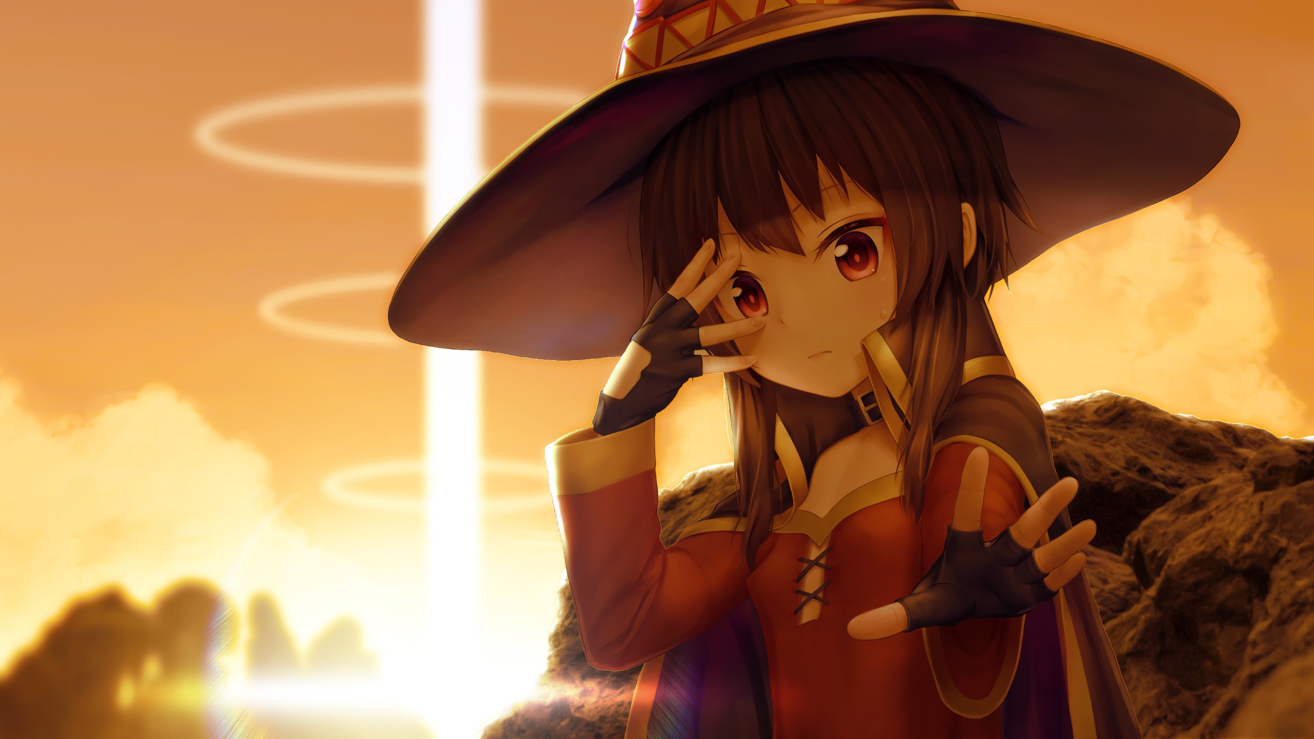 Megumin from KonoSuba with witch hat HD Wallpaper