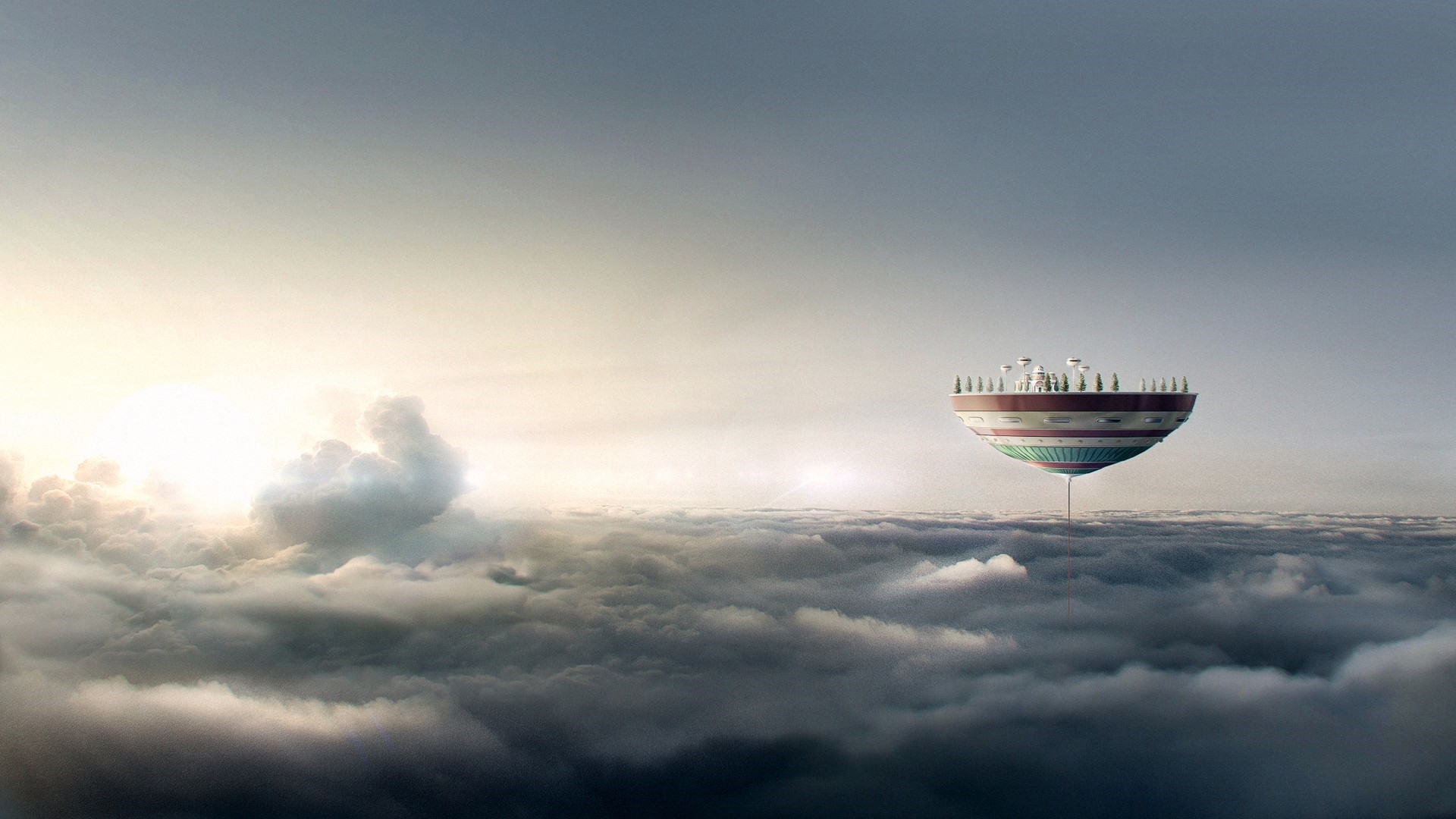 Floating Capsule Corp. building in Dragon Ball Z HD Wallpaper