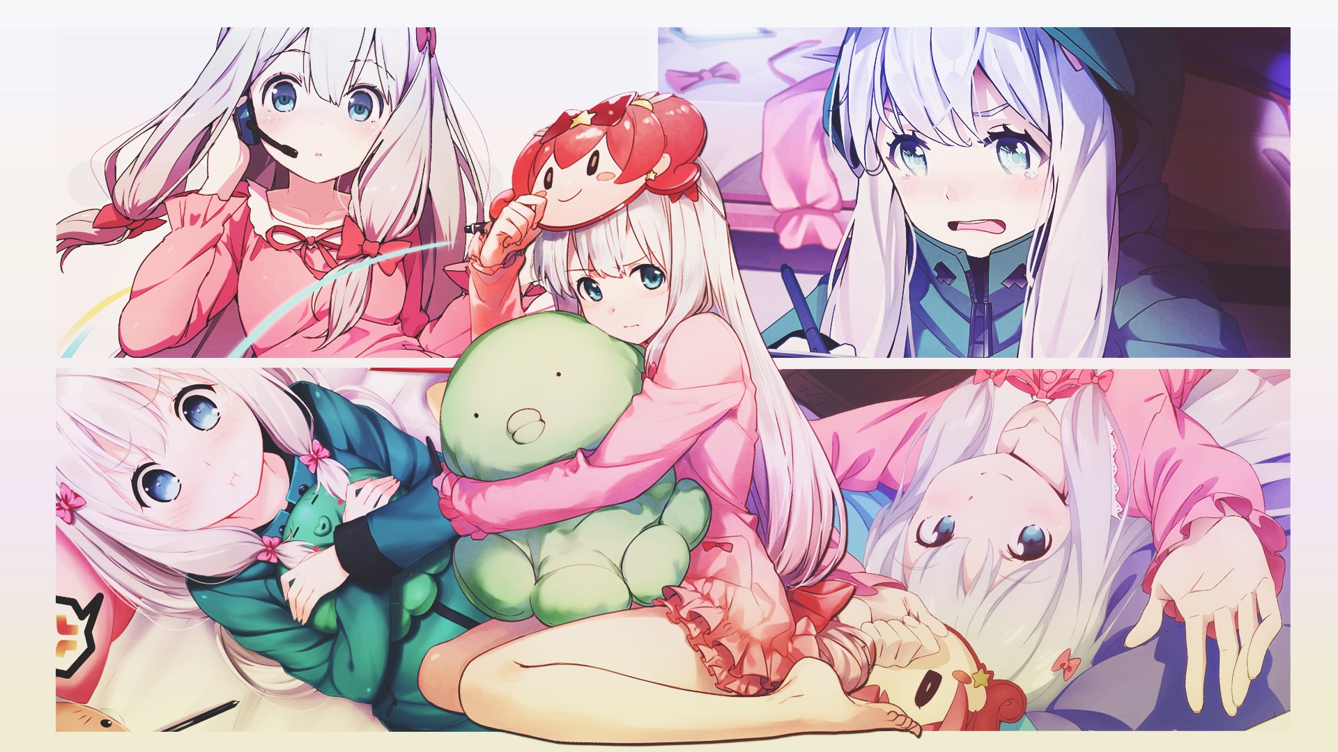 Izumi Sagiri from Eromanga-sensei with plush toys HD Wallpaper