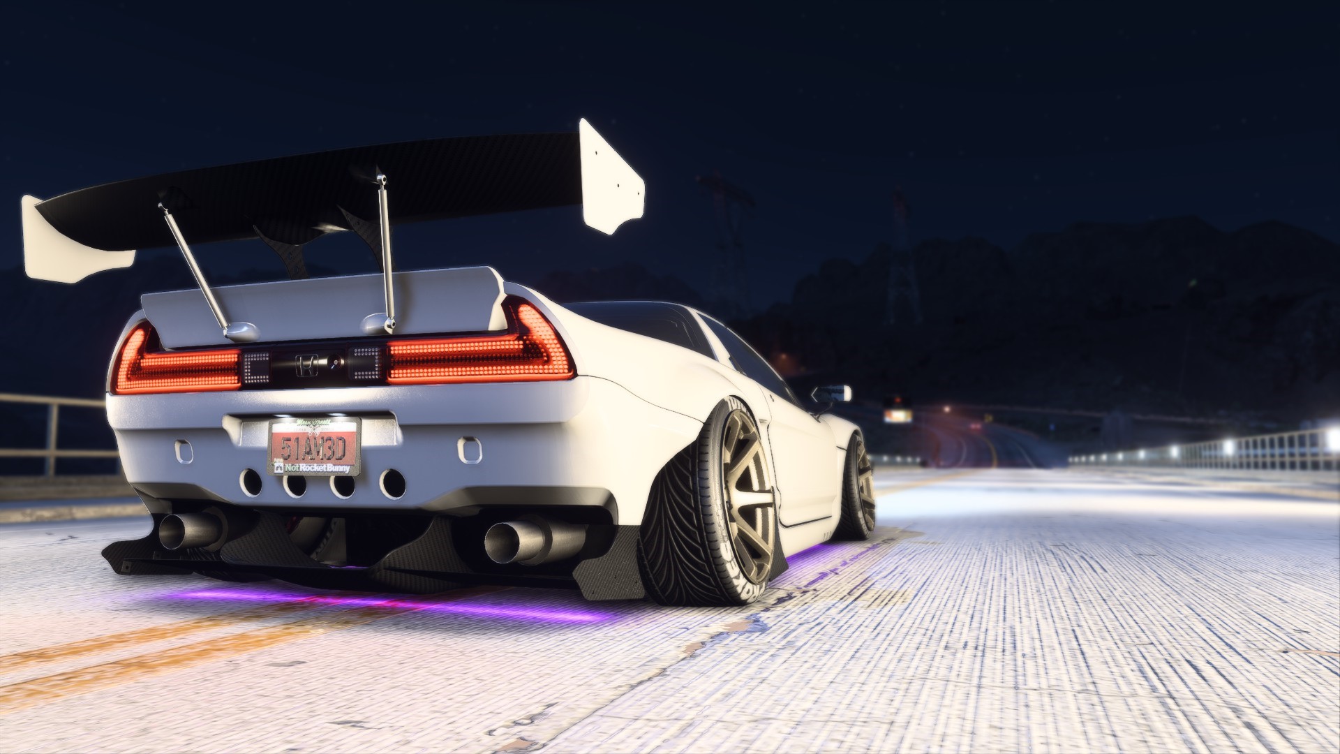 White Honda NSX with Rocket Bunny kit and large spoiler HD Wallpaper