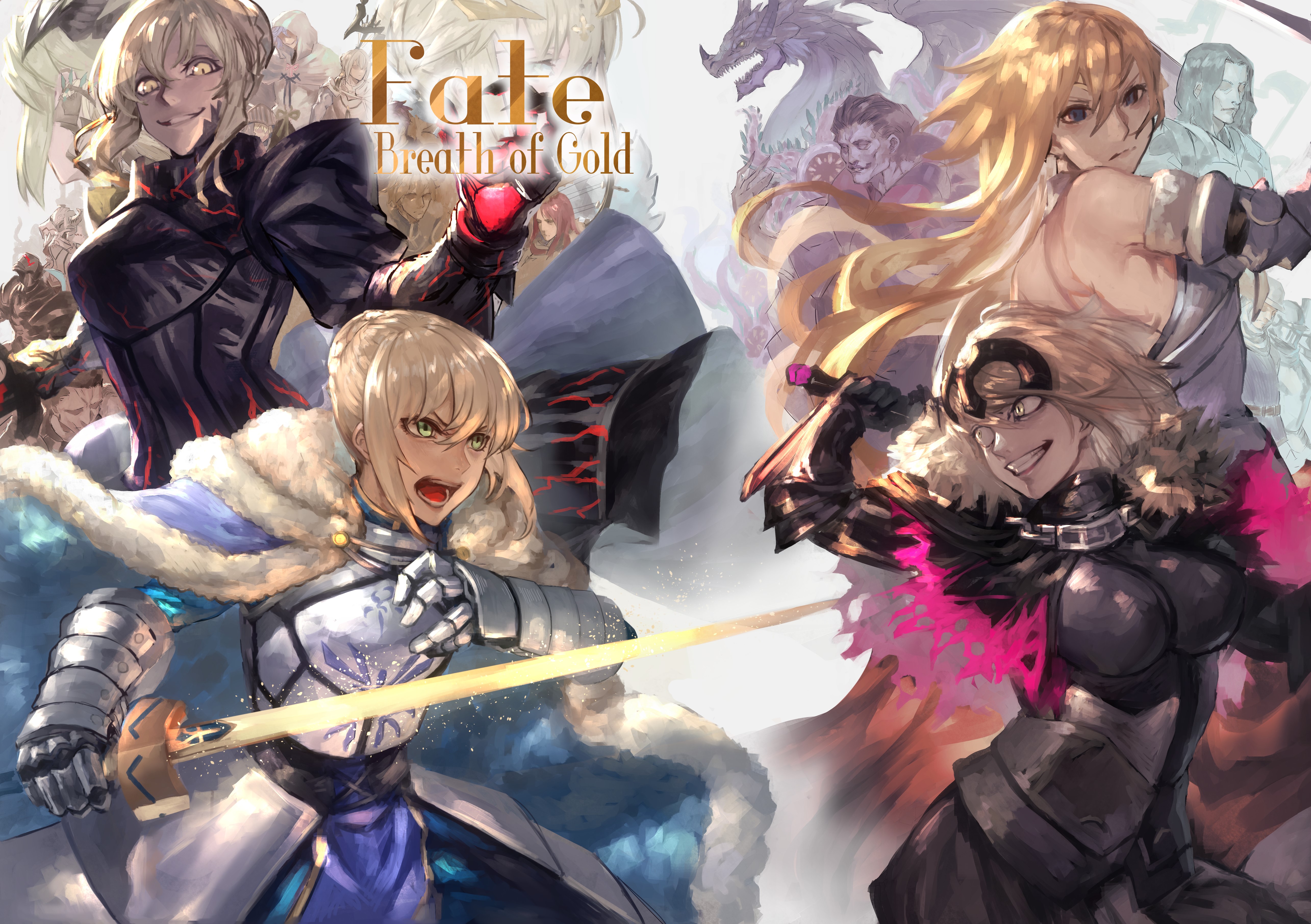 4K Fate Series: Jeanne d'Arc and Artoria Pendragon HD Wallpaper