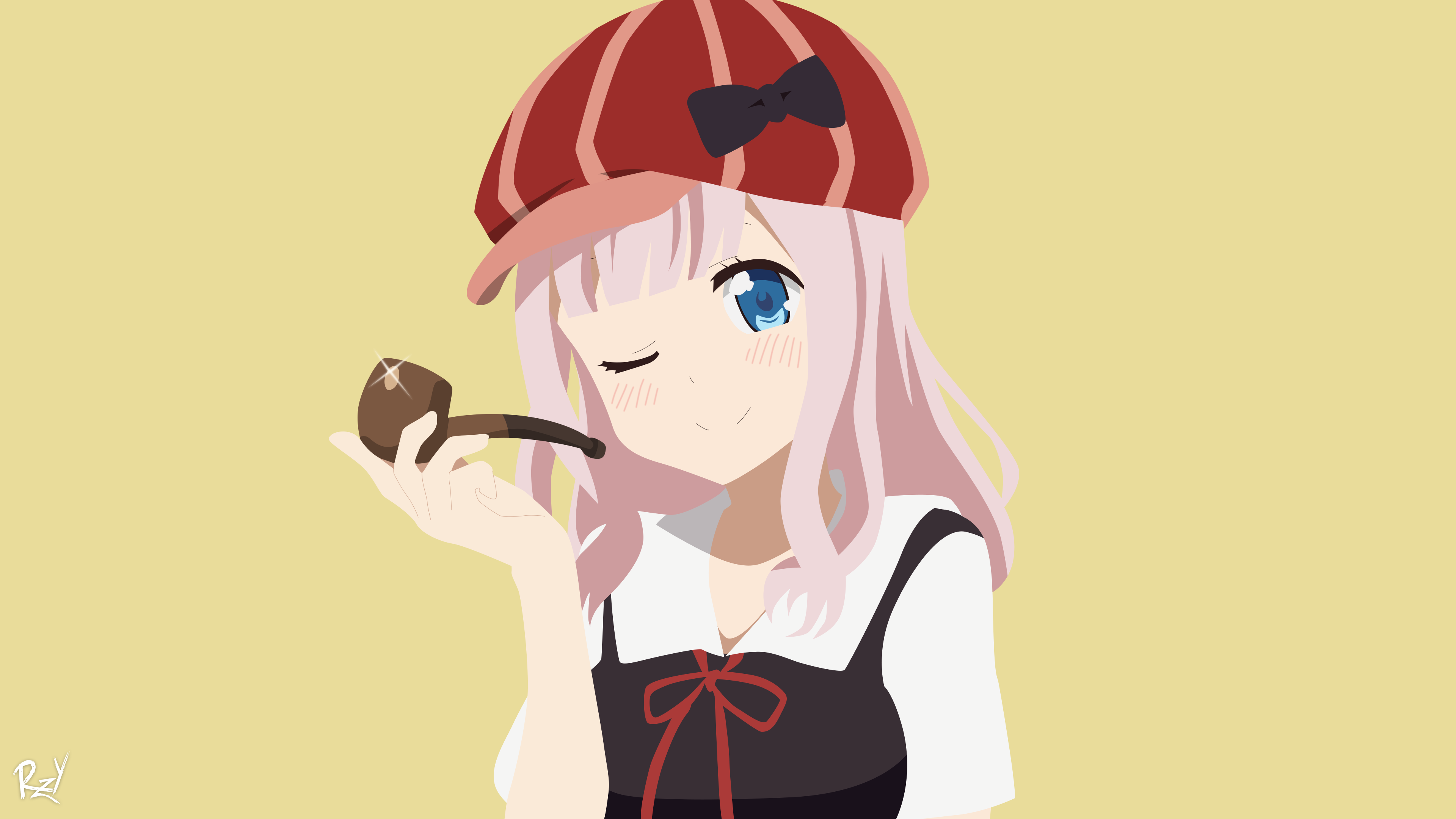 Chika Fujiwara from Kaguya-Sama: Love is War with a pipe HD Wallpaper
