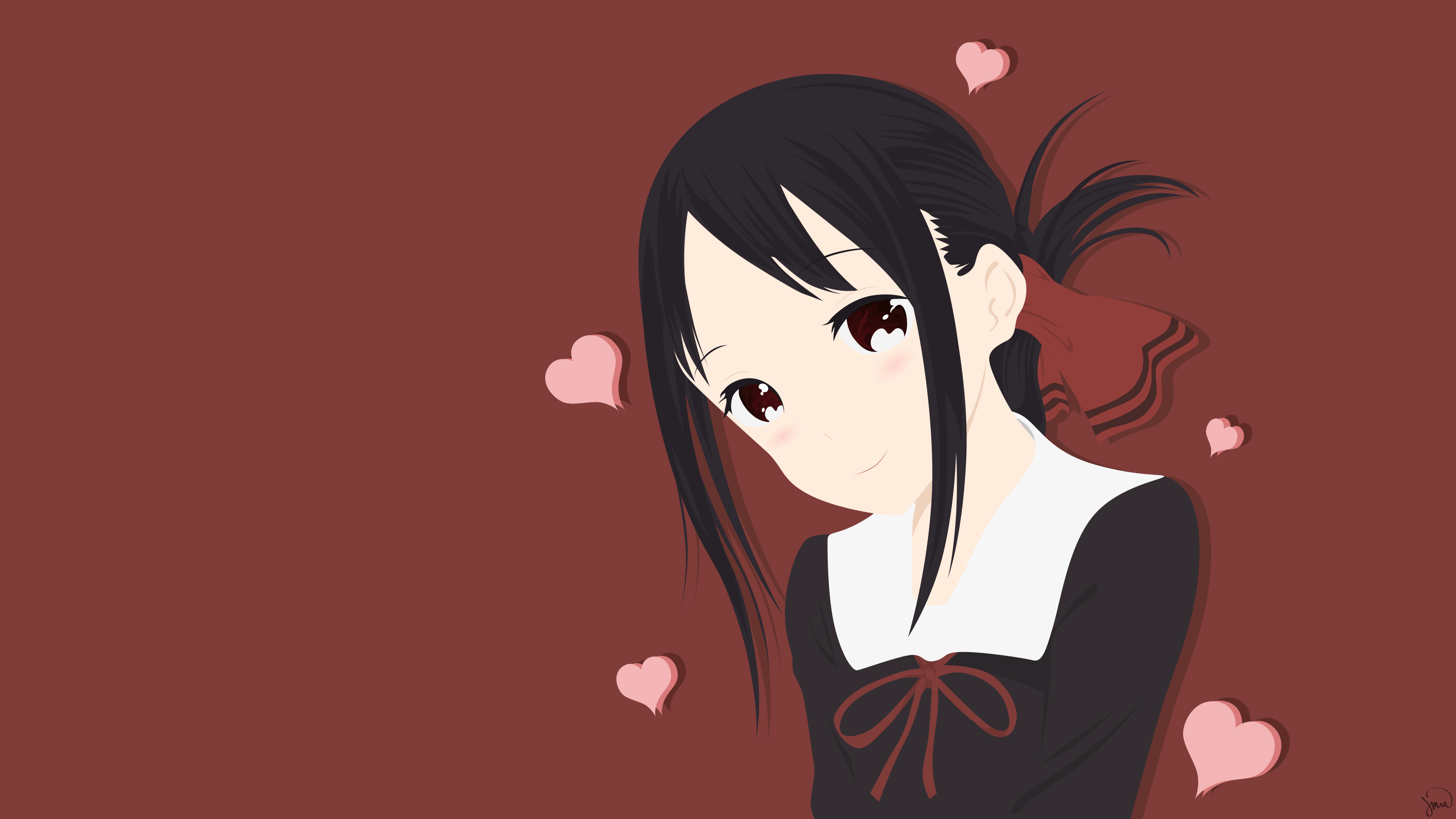 Kaguya Shinomiya from Kaguya-Sama: Love is War with Hearts HD Wallpaper
