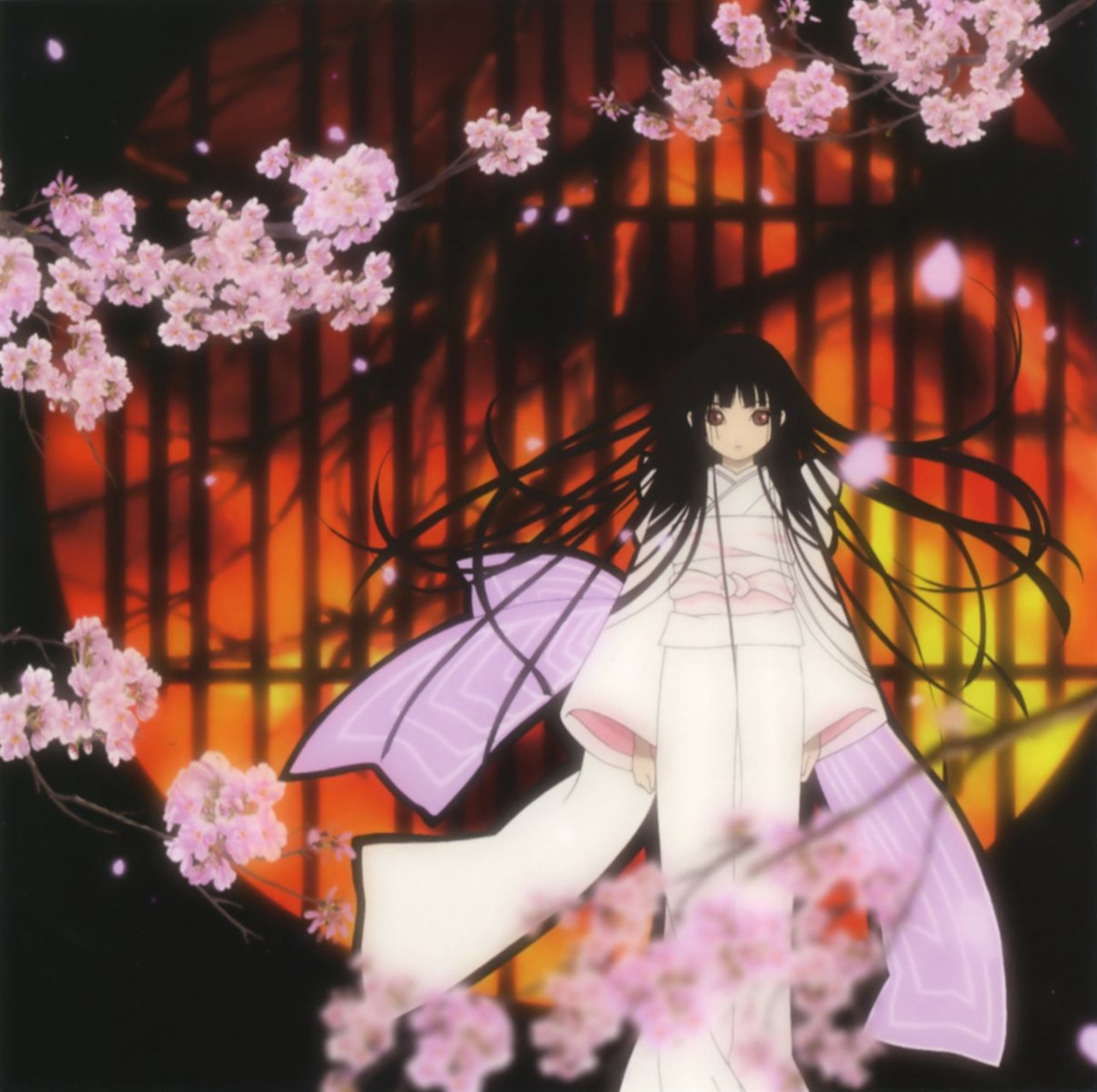 Enma Ai from Jigoku Shoujo with cherry blossoms HD Wallpaper