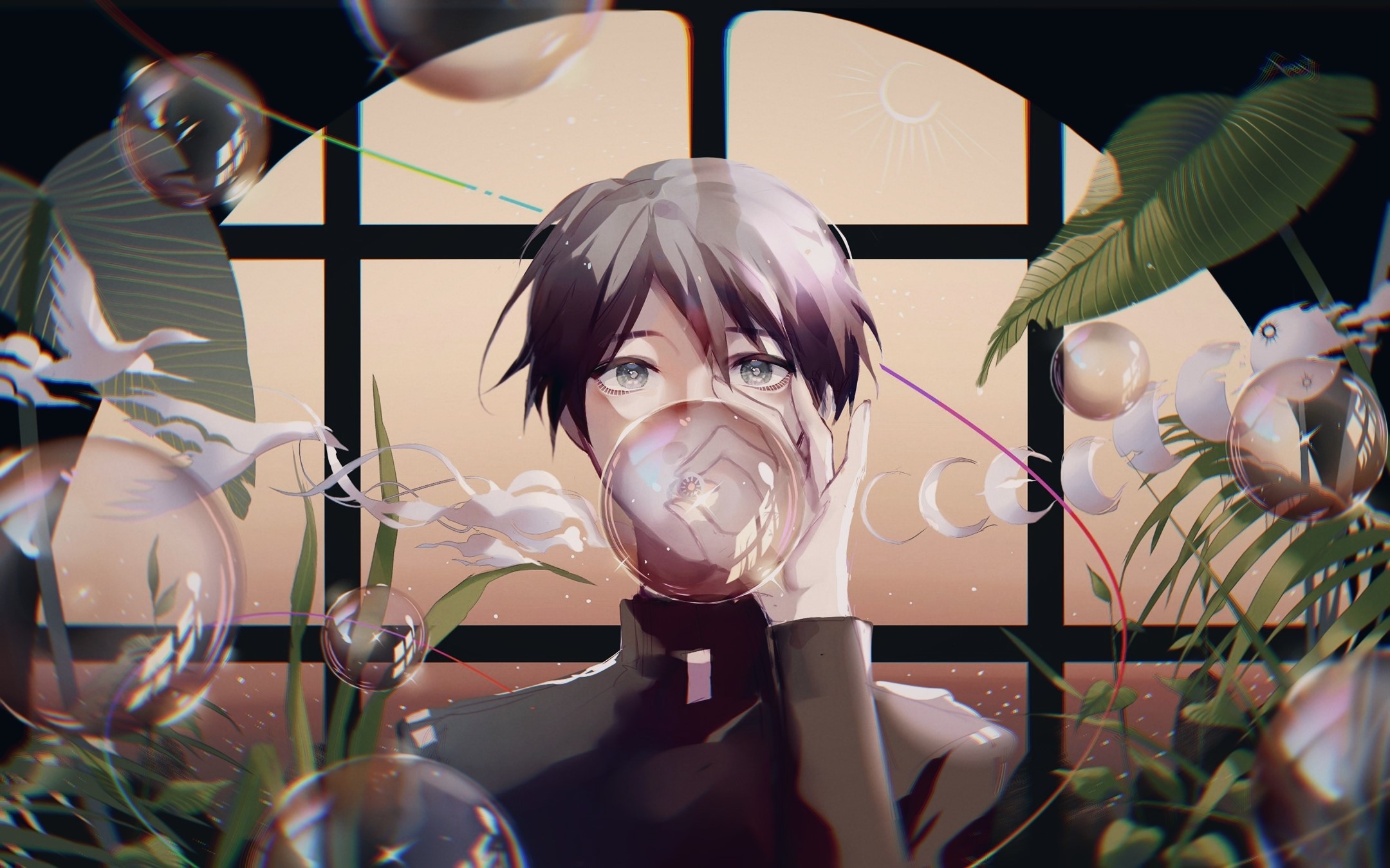 Aesop Carl from Identity V with plants and bubbles HD Wallpaper