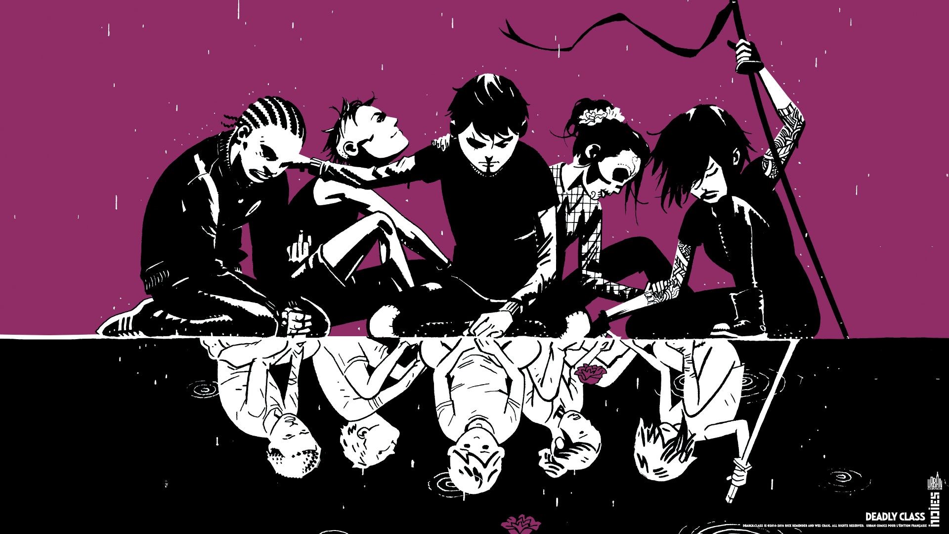Deadly Class characters reflected in water HD Wallpaper