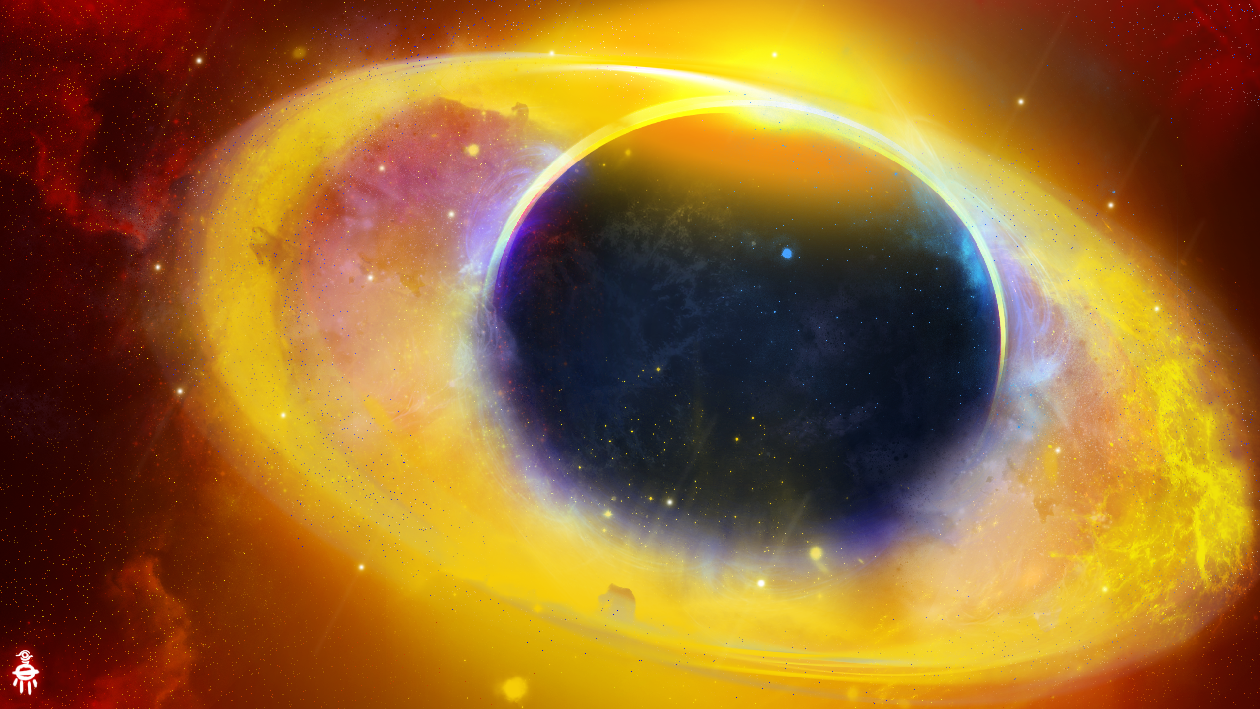 Black hole with accretion disk and nebula HD Wallpaper