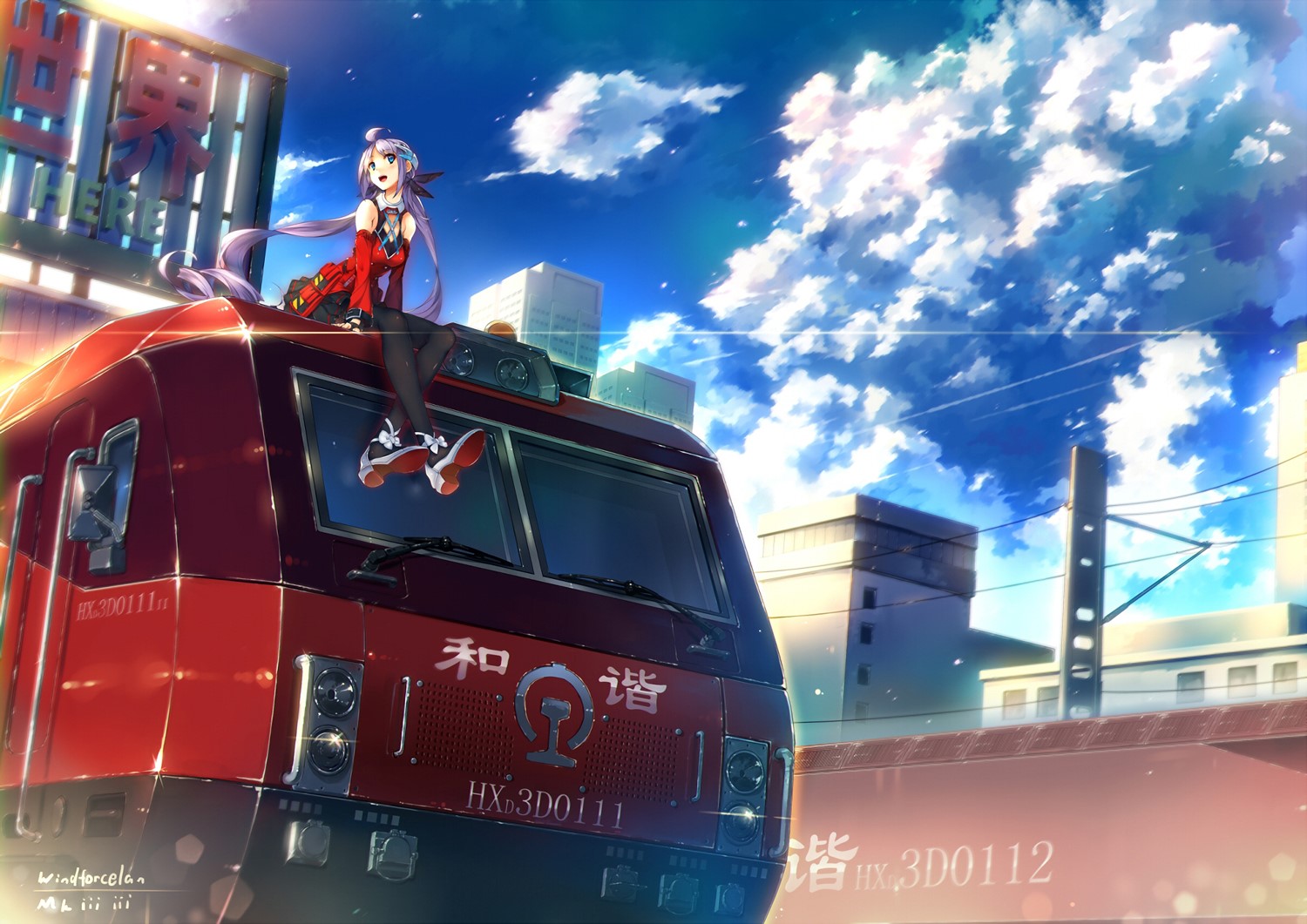 Anime girl sitting on a train HD Wallpaper