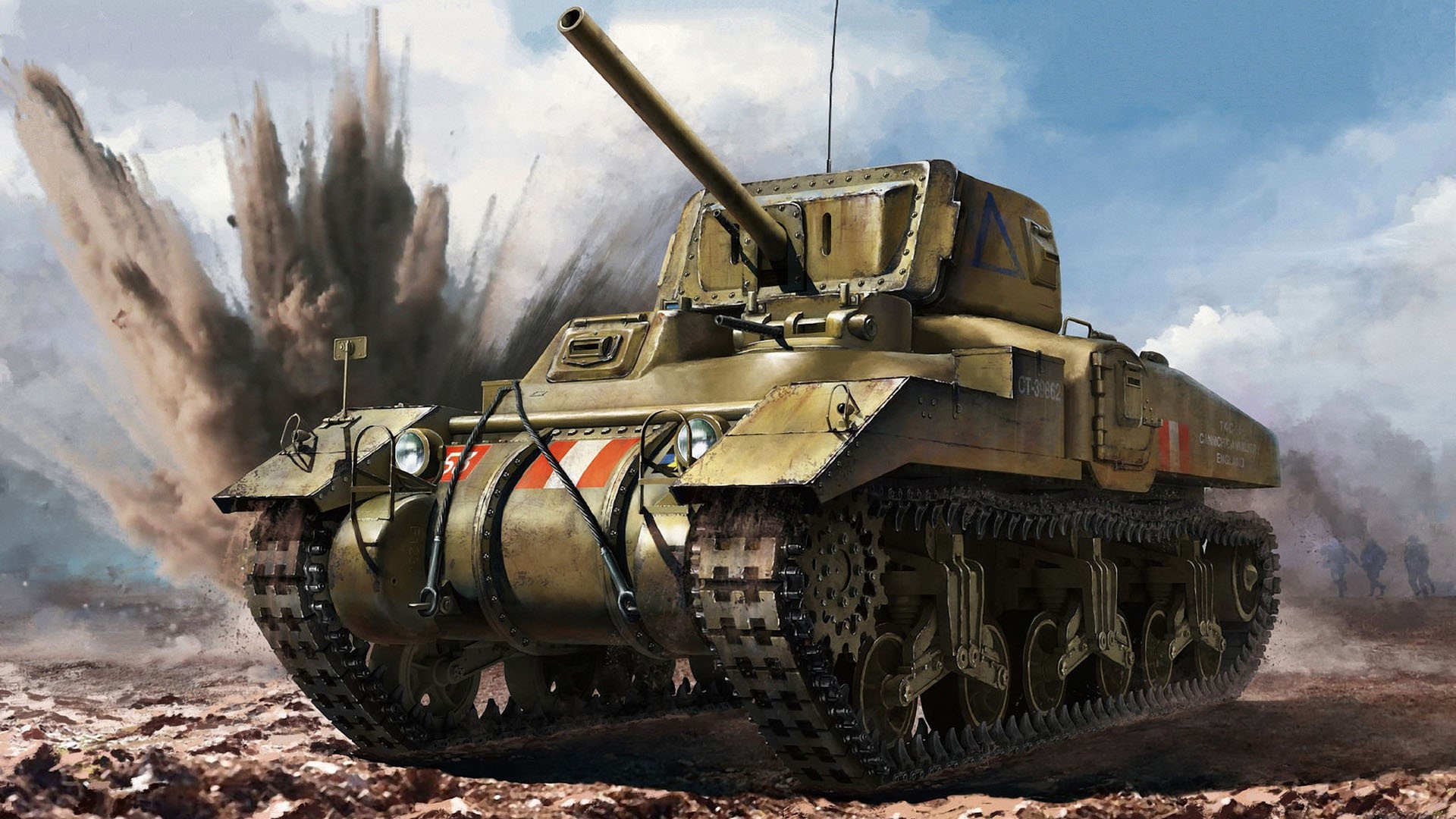 M4A5 Ram Mk. II tank in combat HD Wallpaper