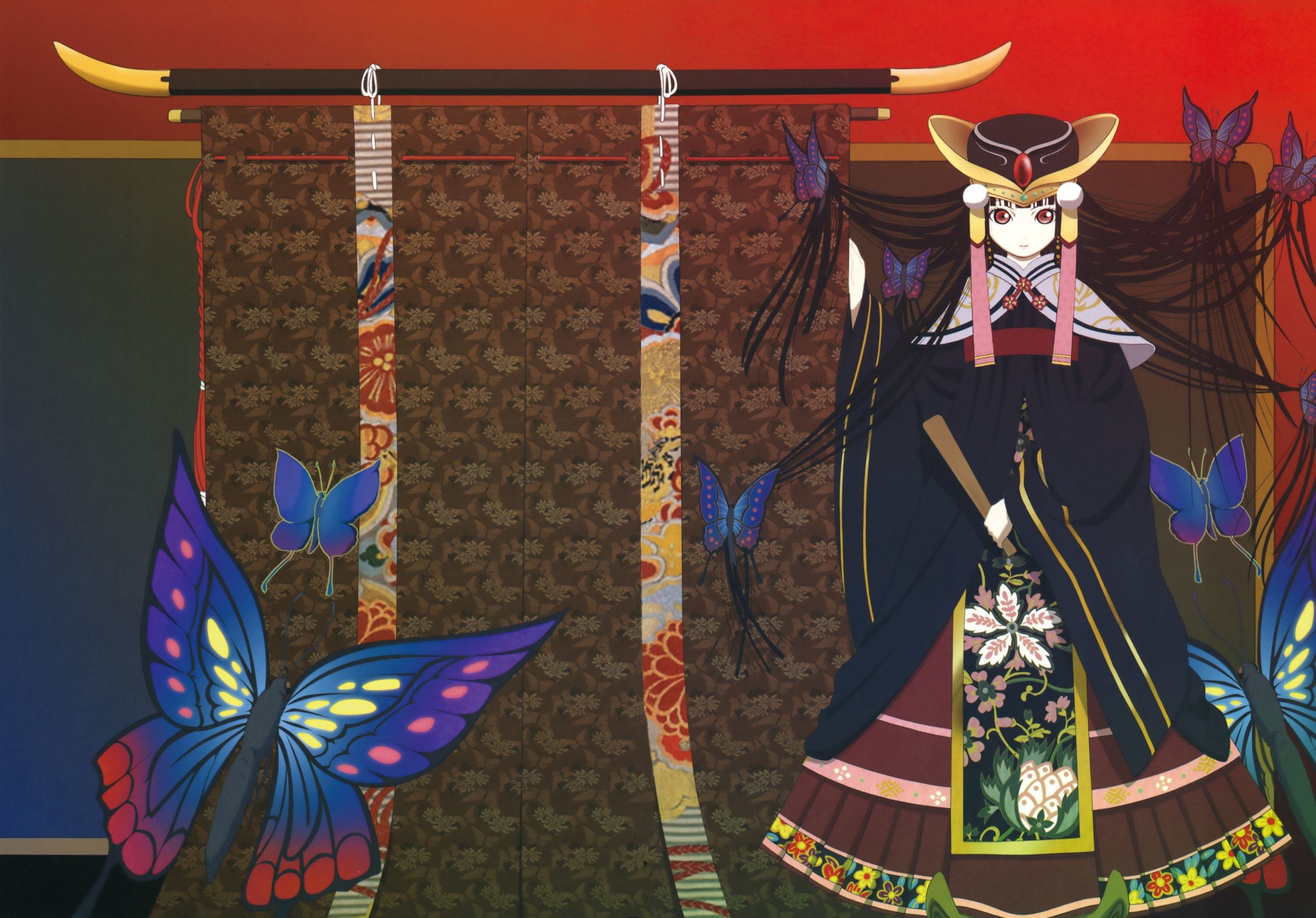Enma Ai from Jigoku Shoujo with Butterflies HD Wallpaper