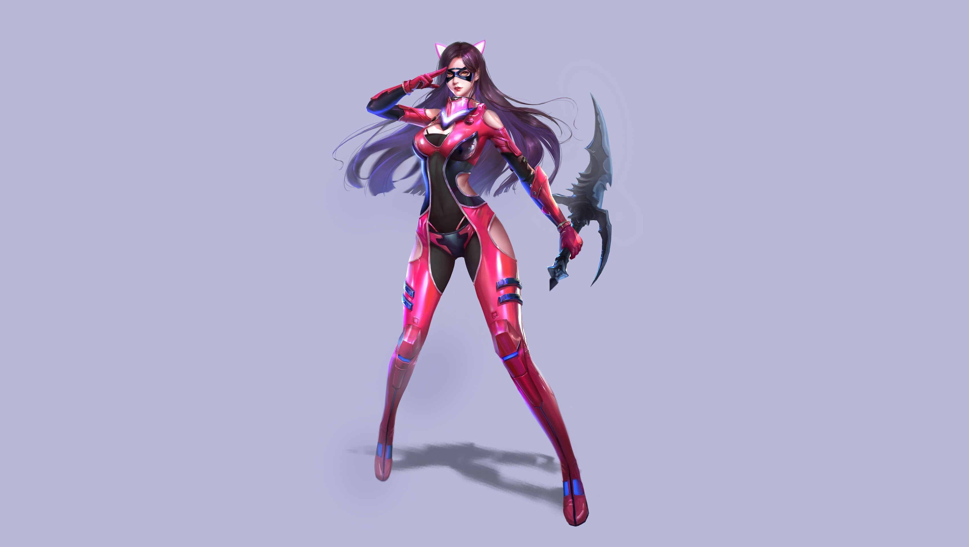Anime girl with cat ears and weapon HD Wallpaper