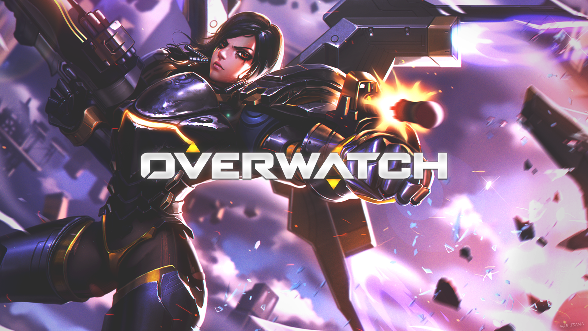 Pharah from Overwatch firing a rocket launcher HD Wallpaper