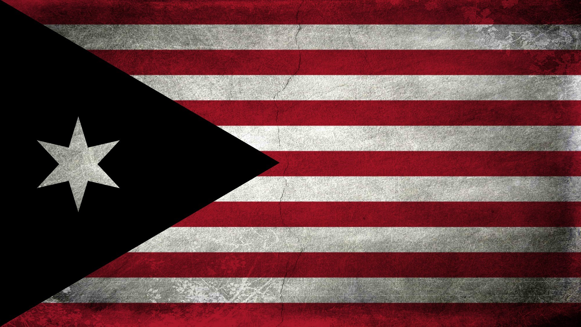 Grunge flag with black triangle and white star HD Wallpaper
