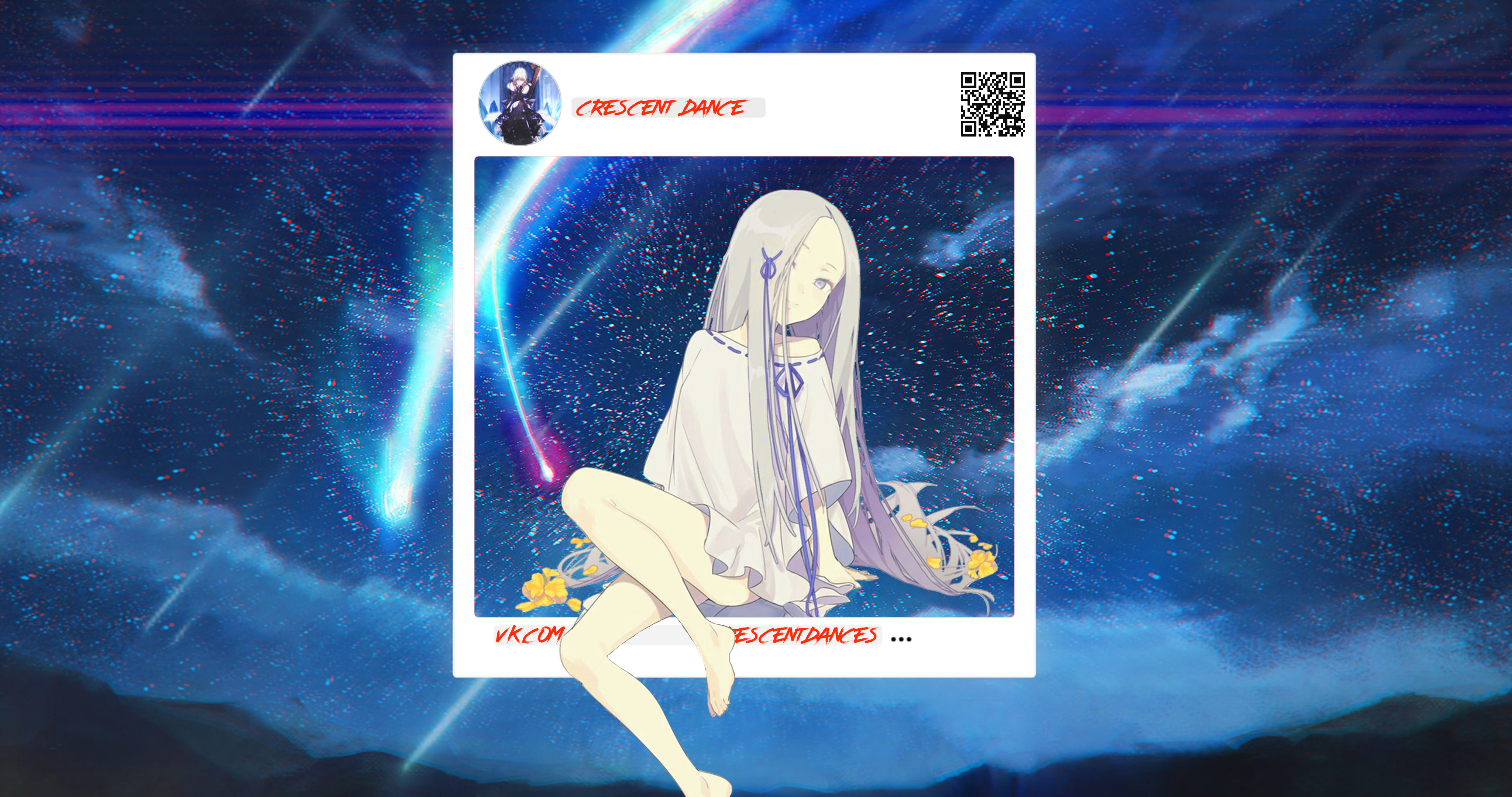 Anime girl with long hair in space HD Wallpaper