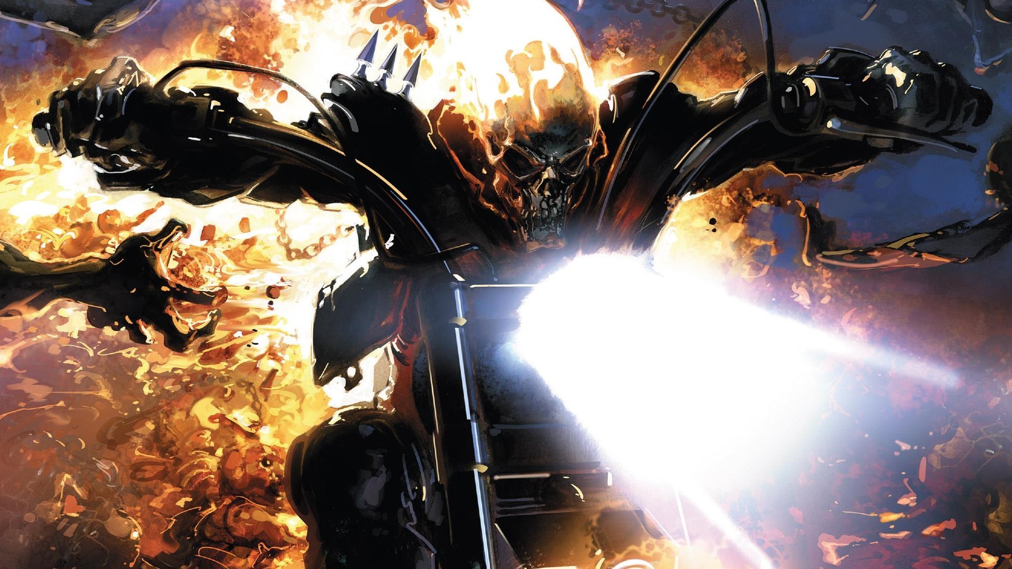 Ghost Rider from Marvel Comics on a motorcycle HD Wallpaper
