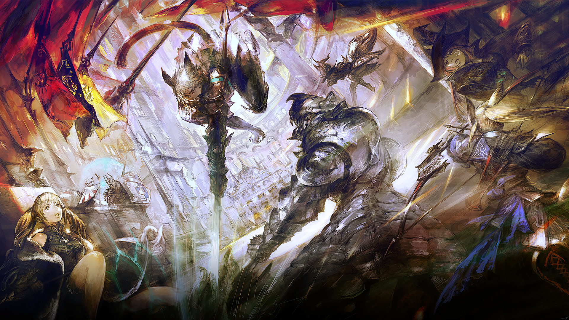 Final Fantasy XIV: A Realm Reborn battle scene HD Wallpaper